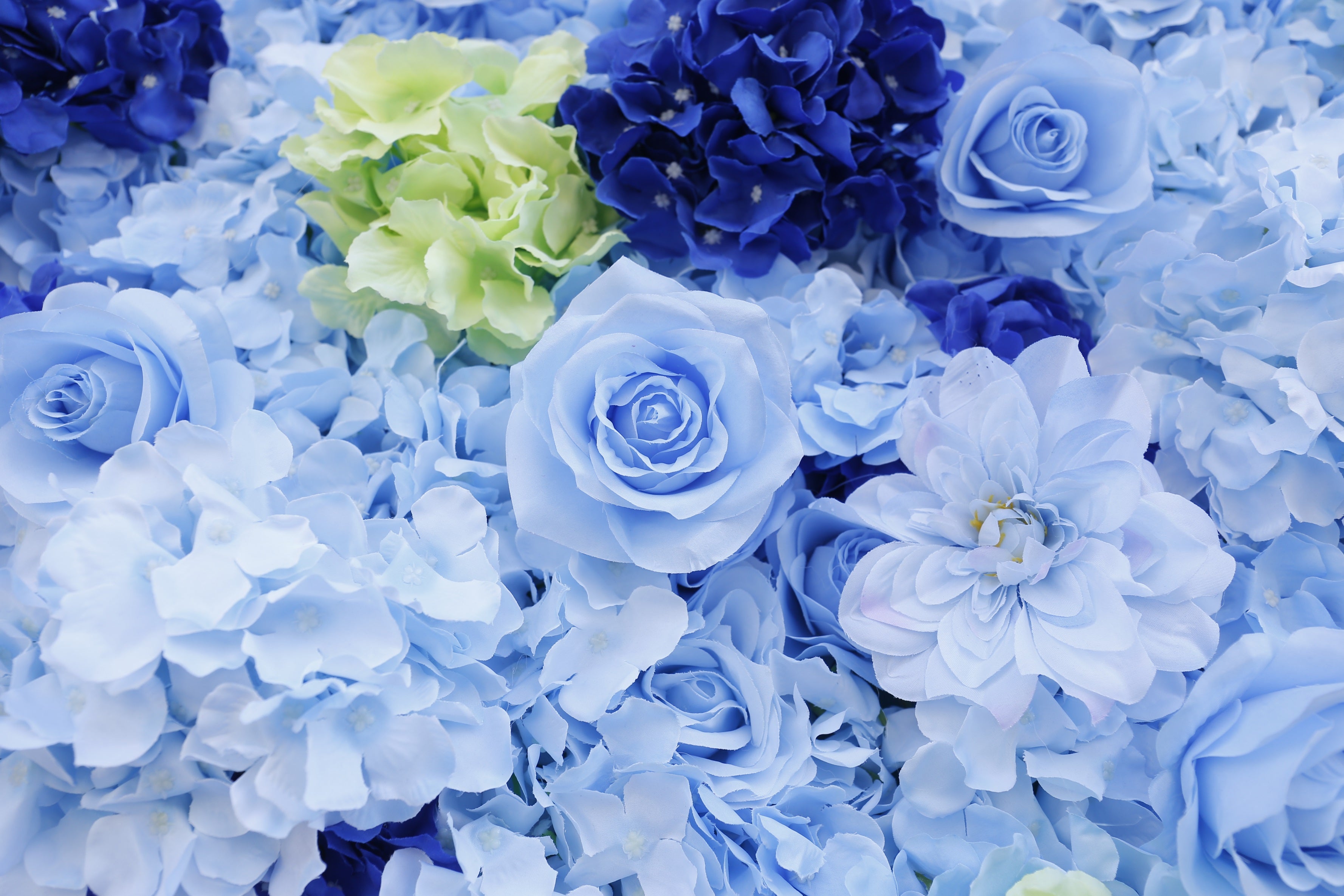 Blue Rose Hydrangea Simulated 5D Fabric Cloth Flower Wall ACFW-071