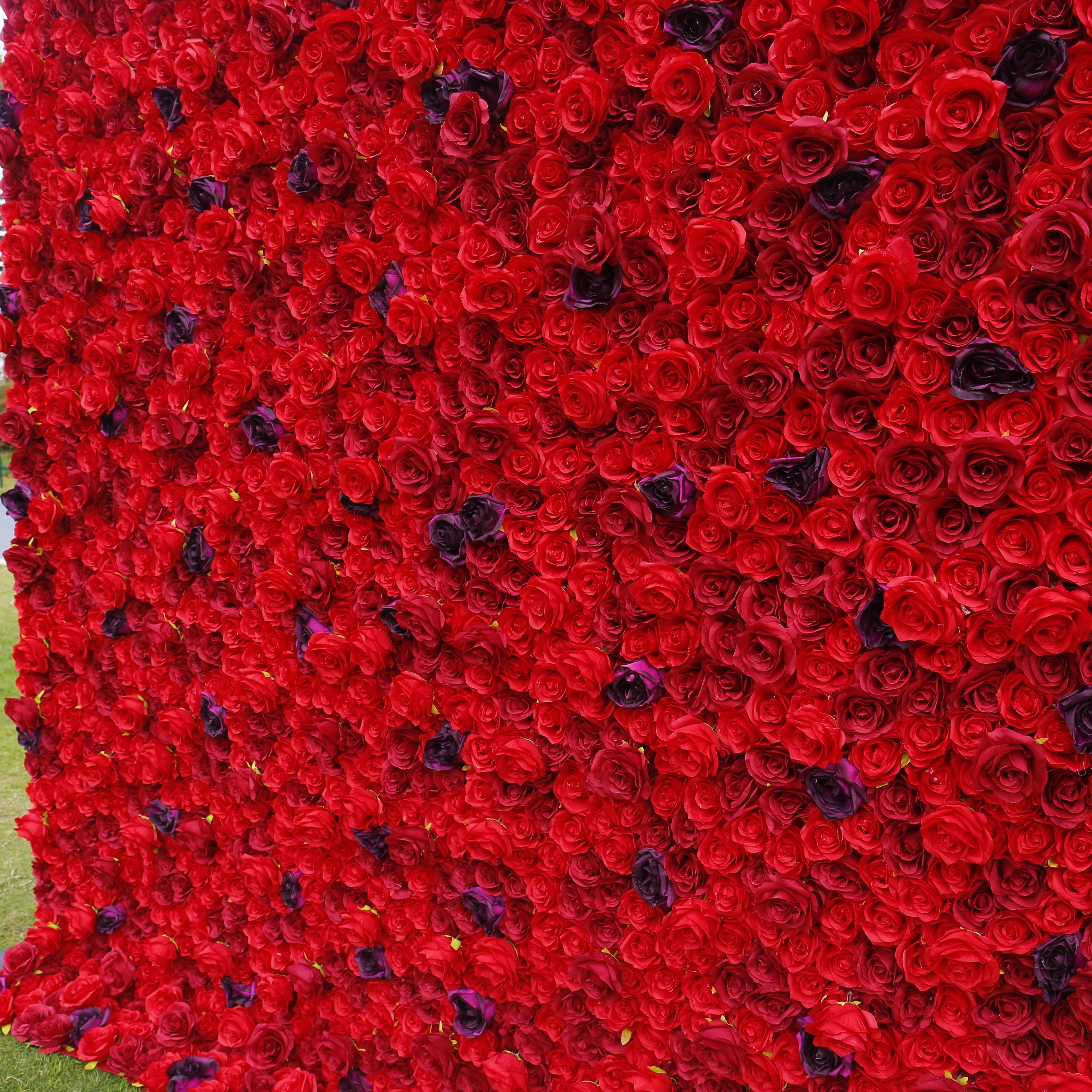 5D Full Red Fabric Rose Wedding Artificial Roll up Flower Wall ACFW-084