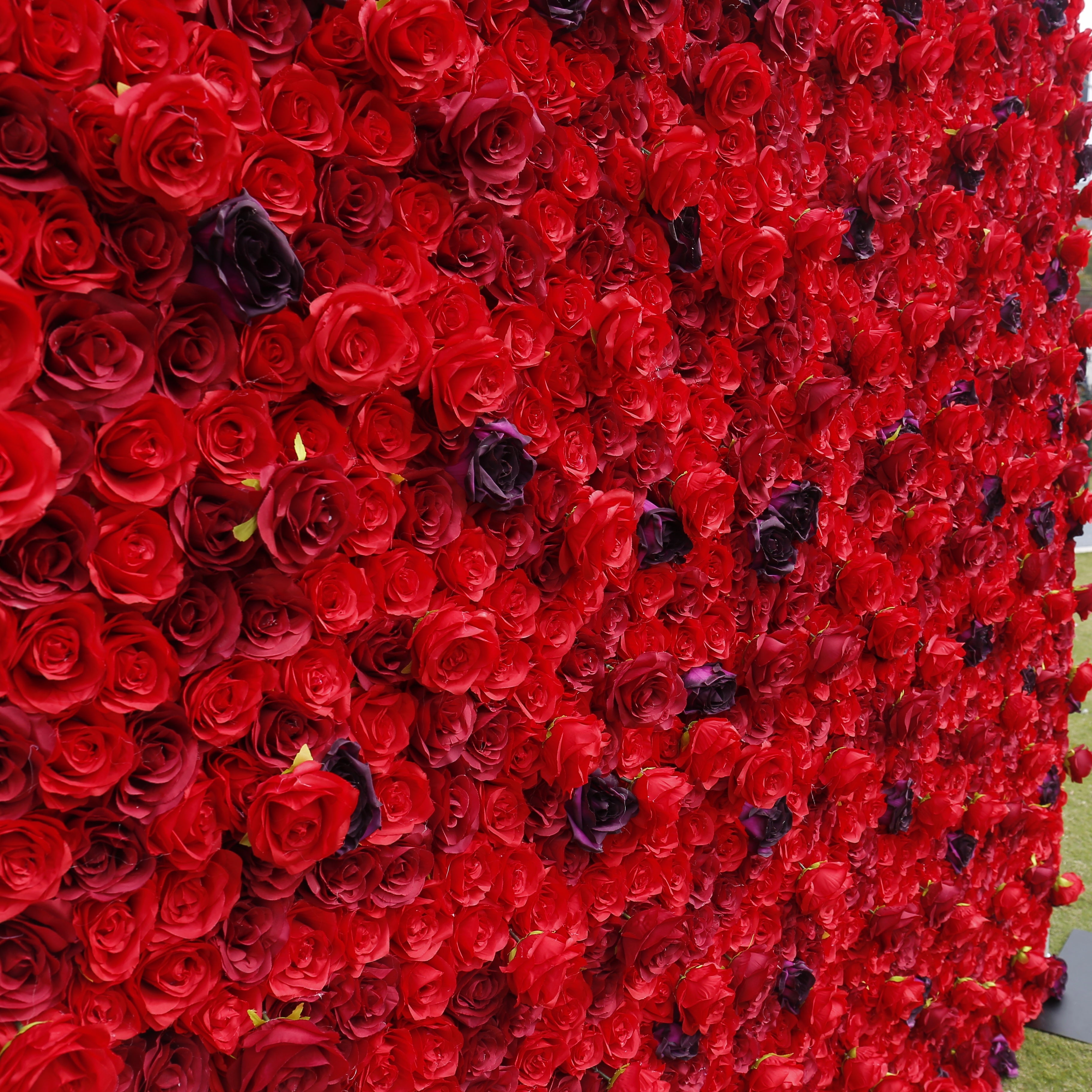5D Full Red Fabric Rose Wedding Artificial Roll up Flower Wall ACFW-084
