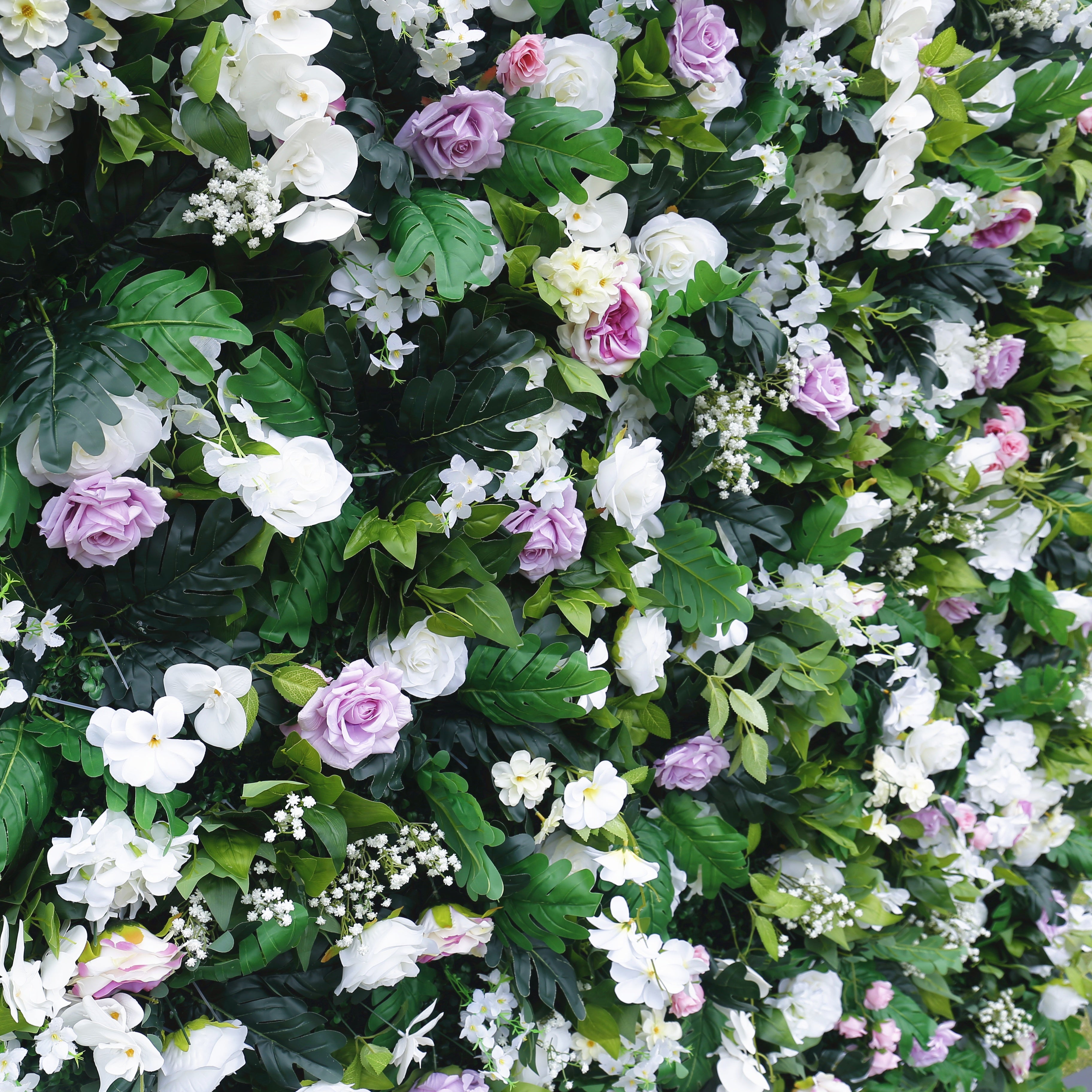 Pink White Rose with Greenery Fabric Roll Up Flower Wall ACFW-076