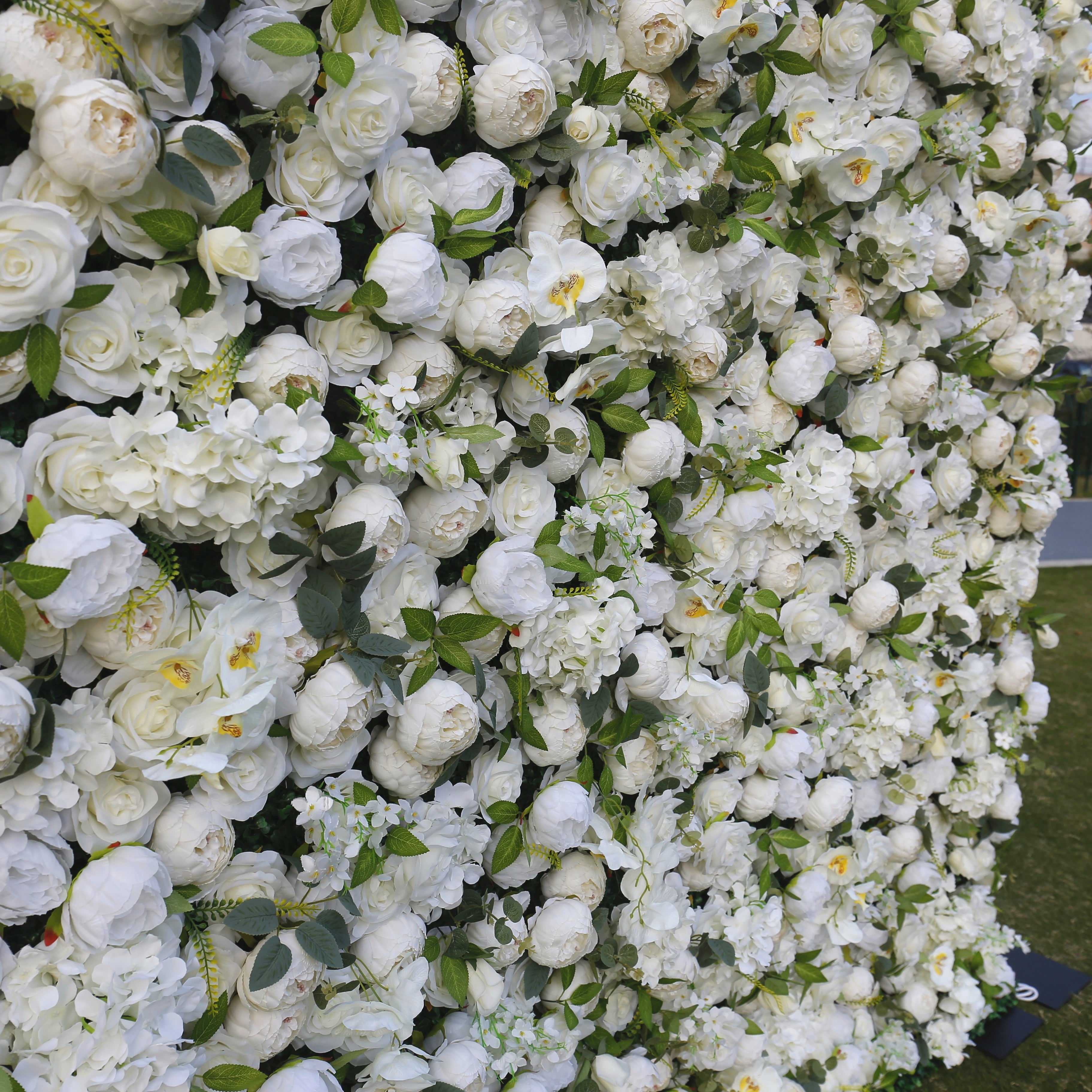 Hot Sale White Cloth Peony Wedding Artificial Roll up Flower Wall ACFW-079
