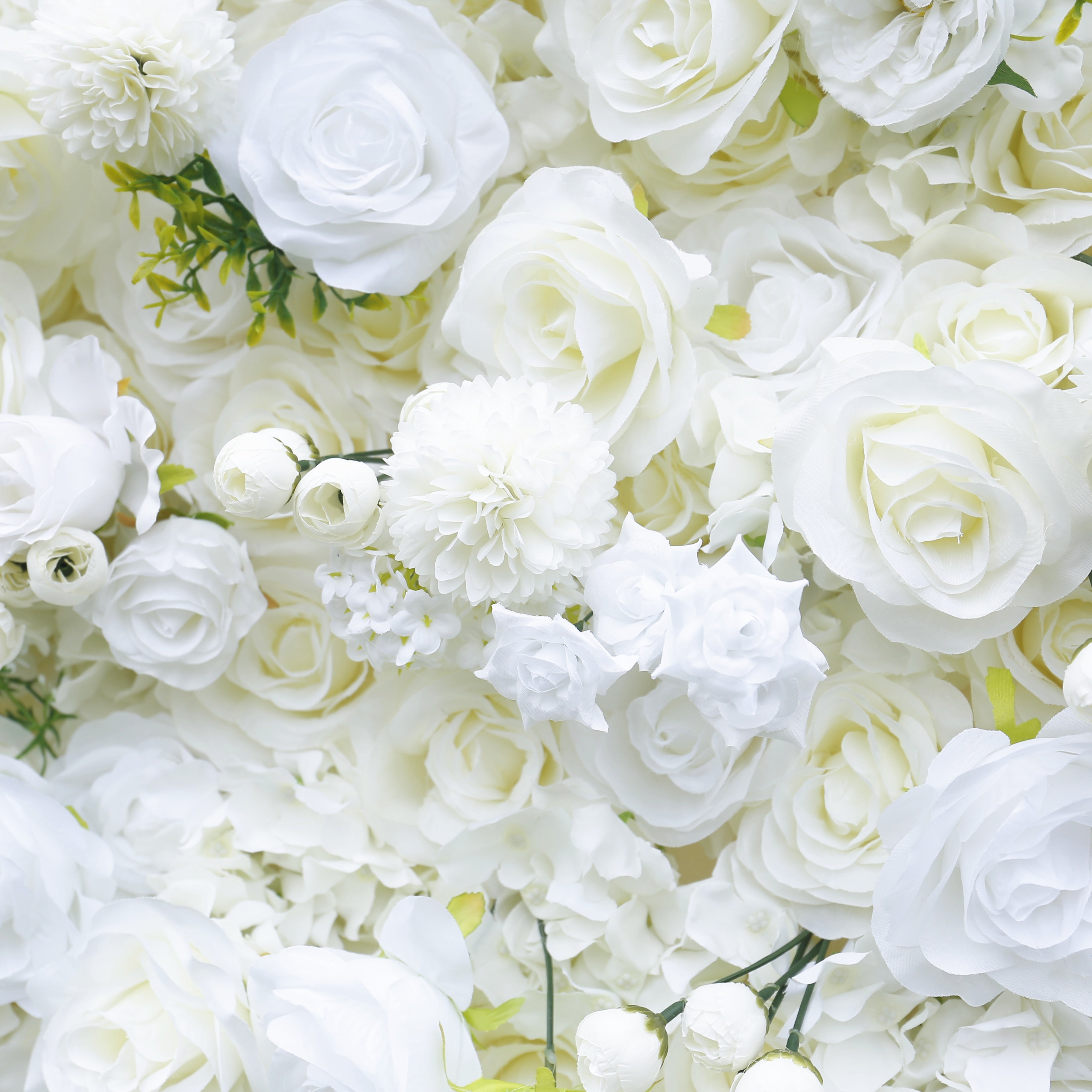 Pure White Green Leaf Artificial Wedding Fabric Flower Wall ACFW-085