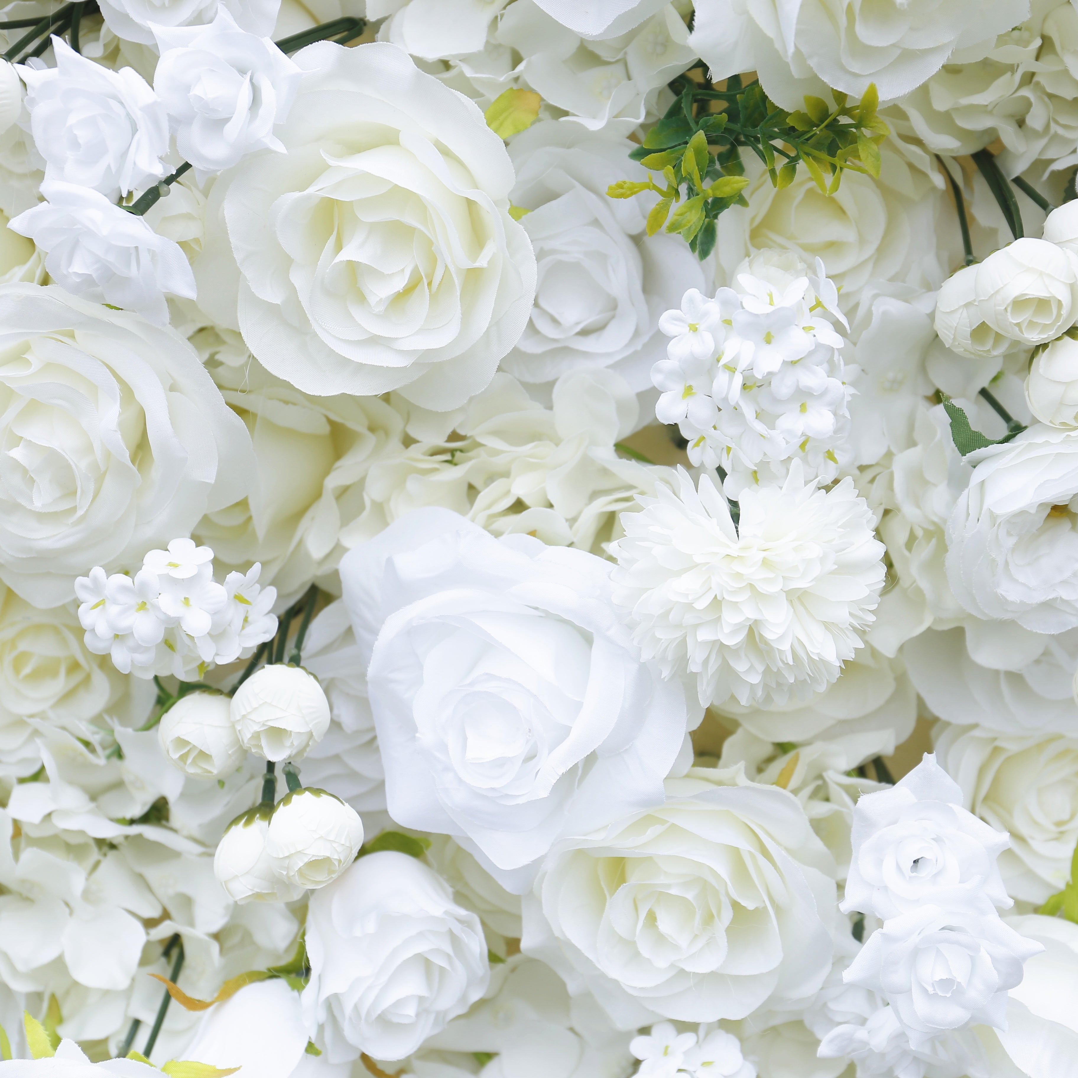 Pure White Green Leaf Artificial Wedding Fabric Flower Wall ACFW-085