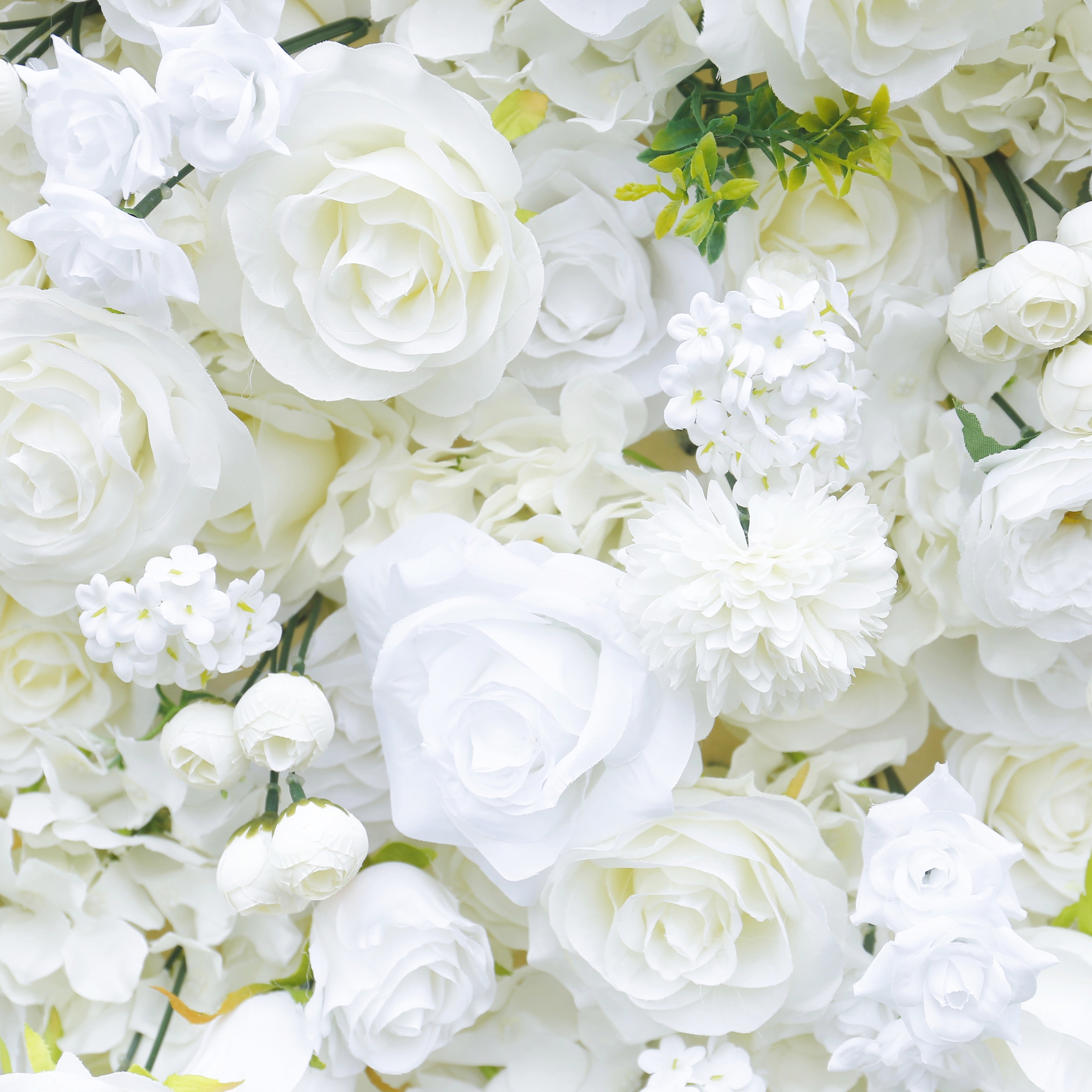 Pure White Green Leaf Artificial Wedding Fabric Flower Wall ACFW-085