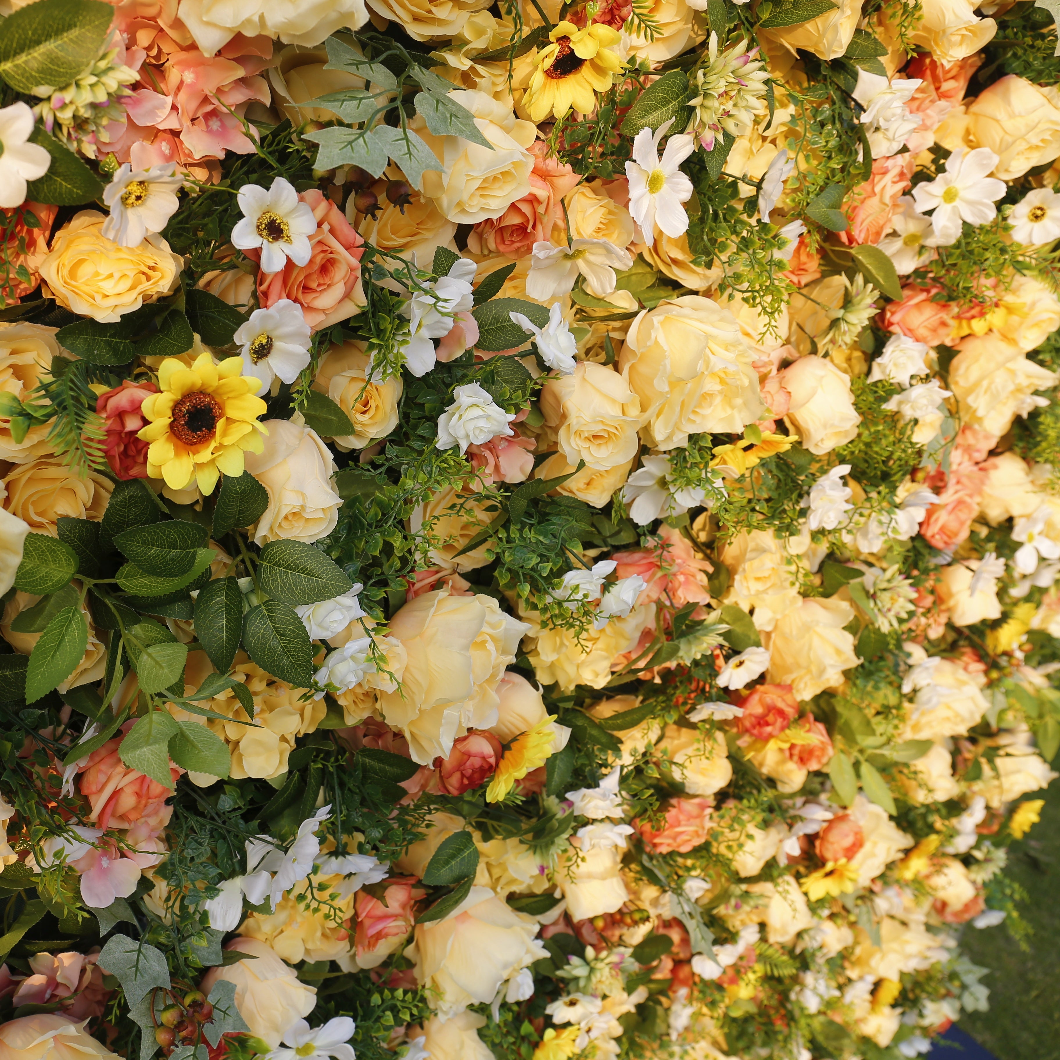 5D Silk Yellow Rose Sun Flowers Roll Up Artificial Flower Wall ACFW-087