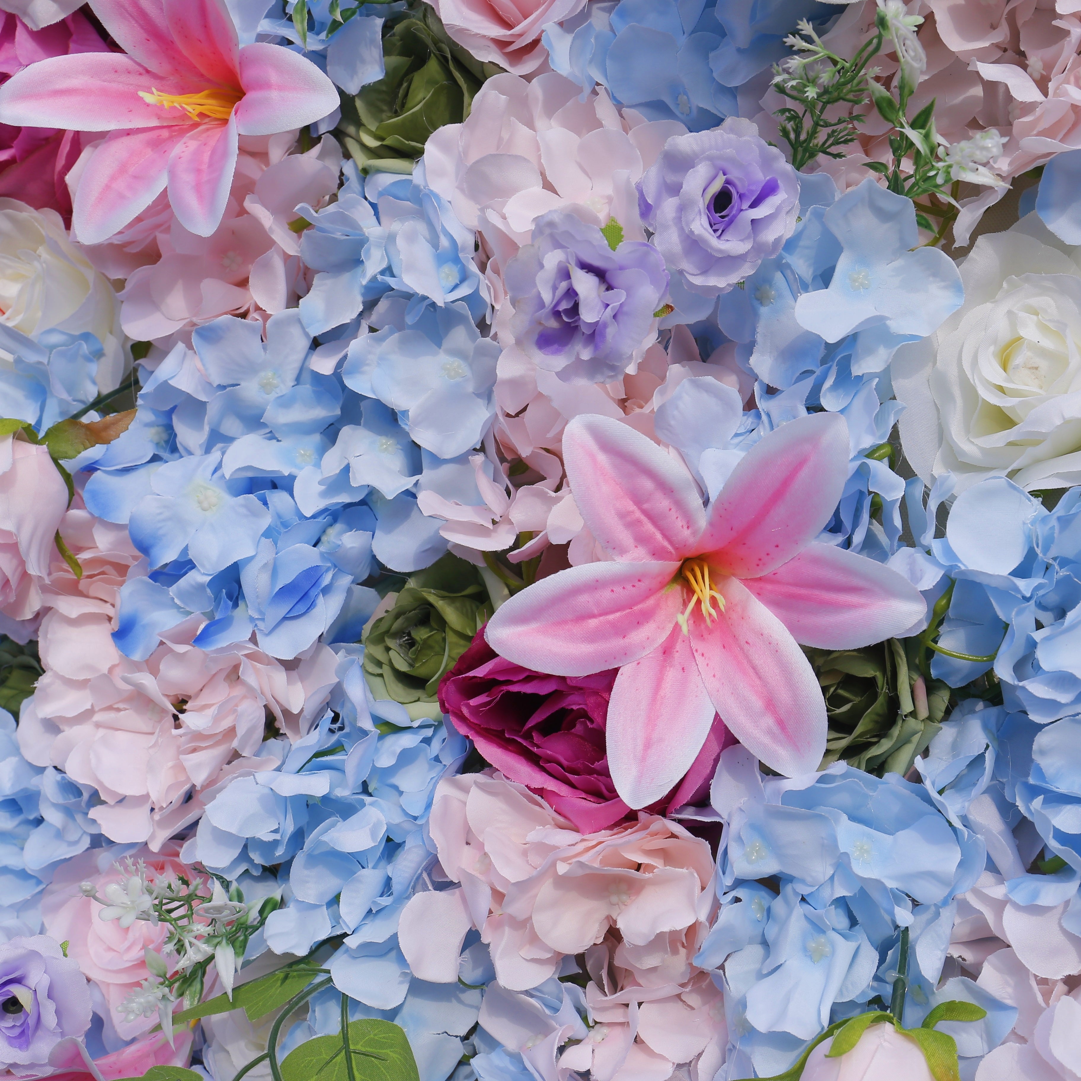 Blue Pink Mixed Fabric Flowers Colorful Artificial Flower Wall ACFW-090