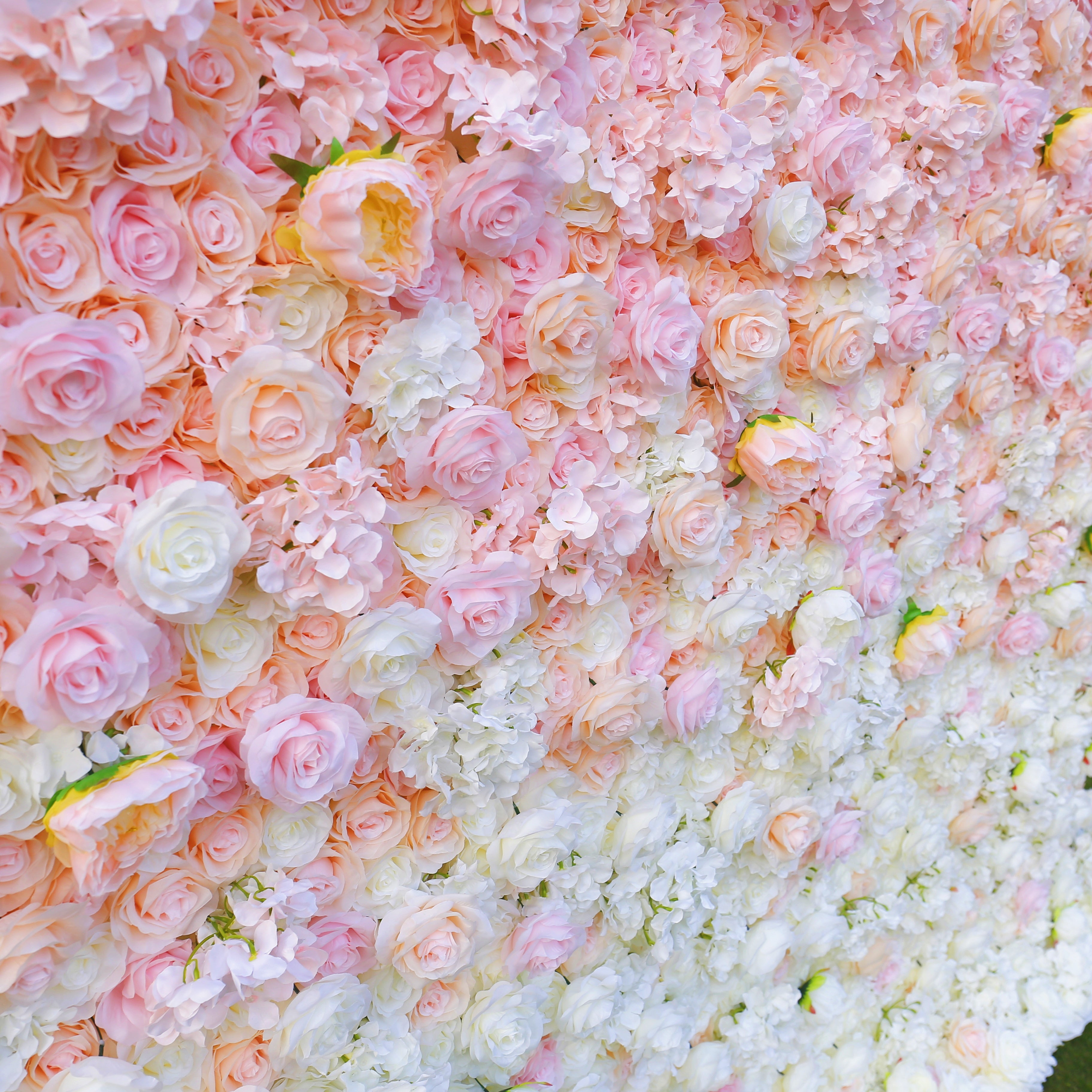 Pink White Roses Fabric Flower Wall for Party Decor ACFW-1010