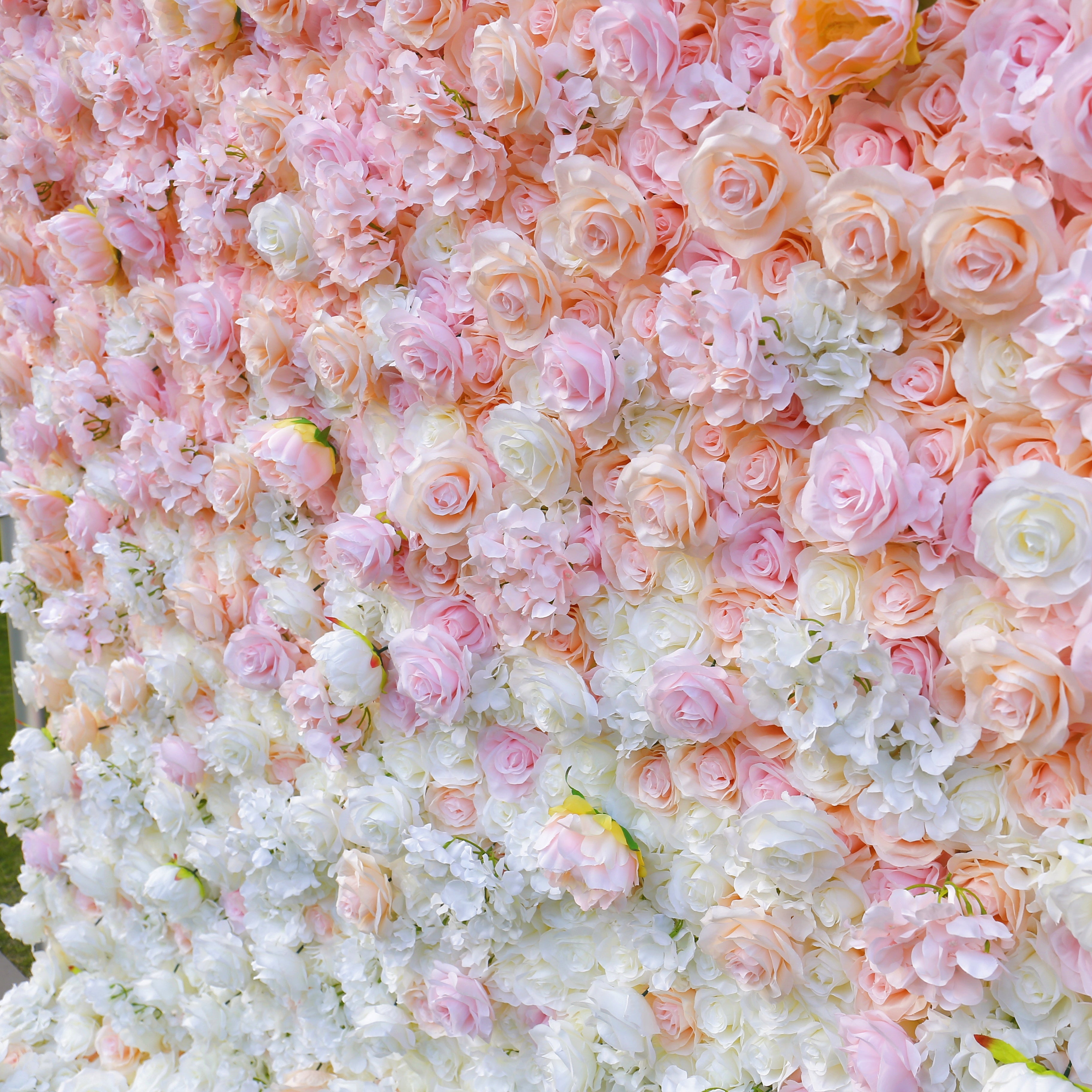 Pink White Roses Fabric Flower Wall for Party Decor ACFW-1010