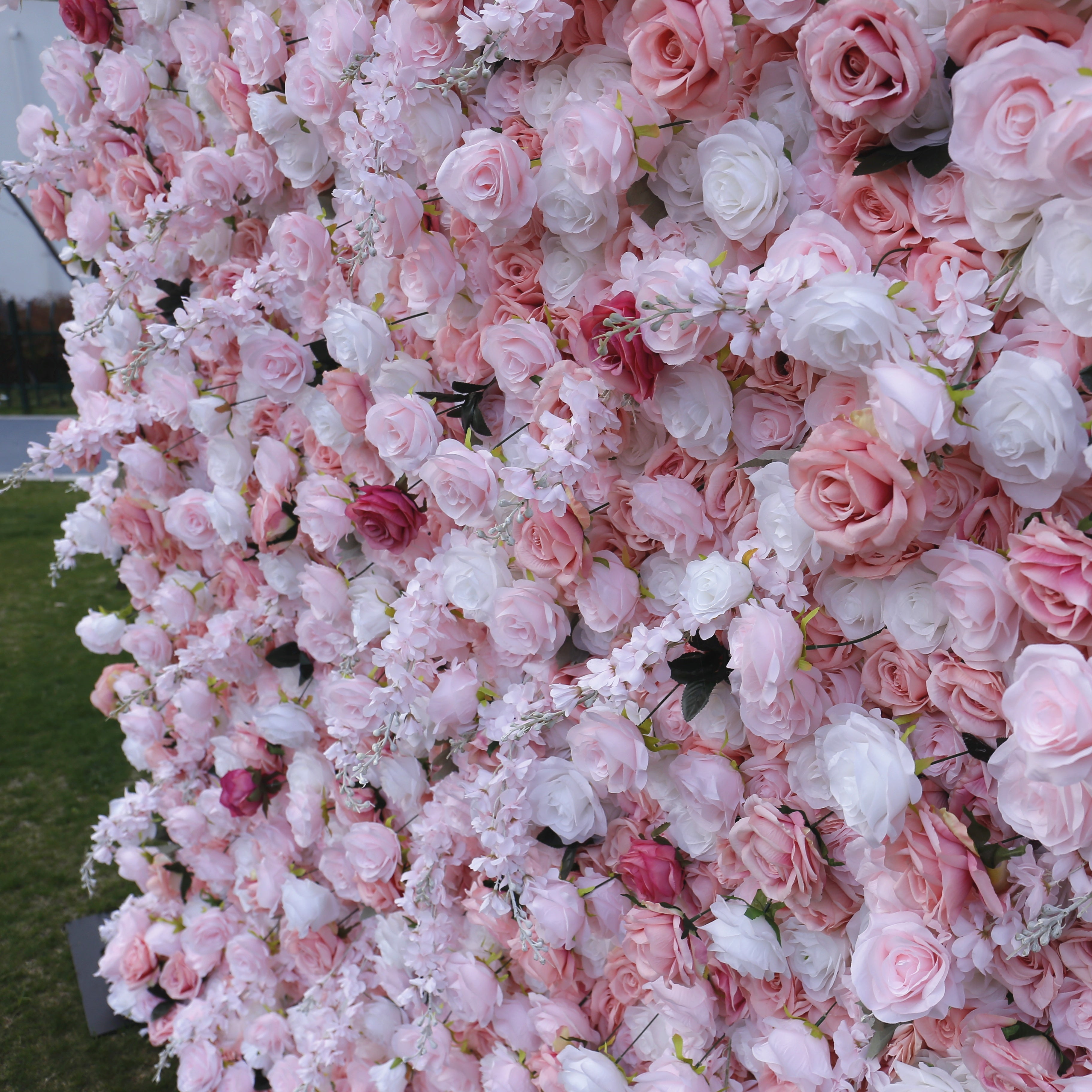 5D Fabric Pink White Rose Artificial Romantic Events Flower Wall ACFW-102