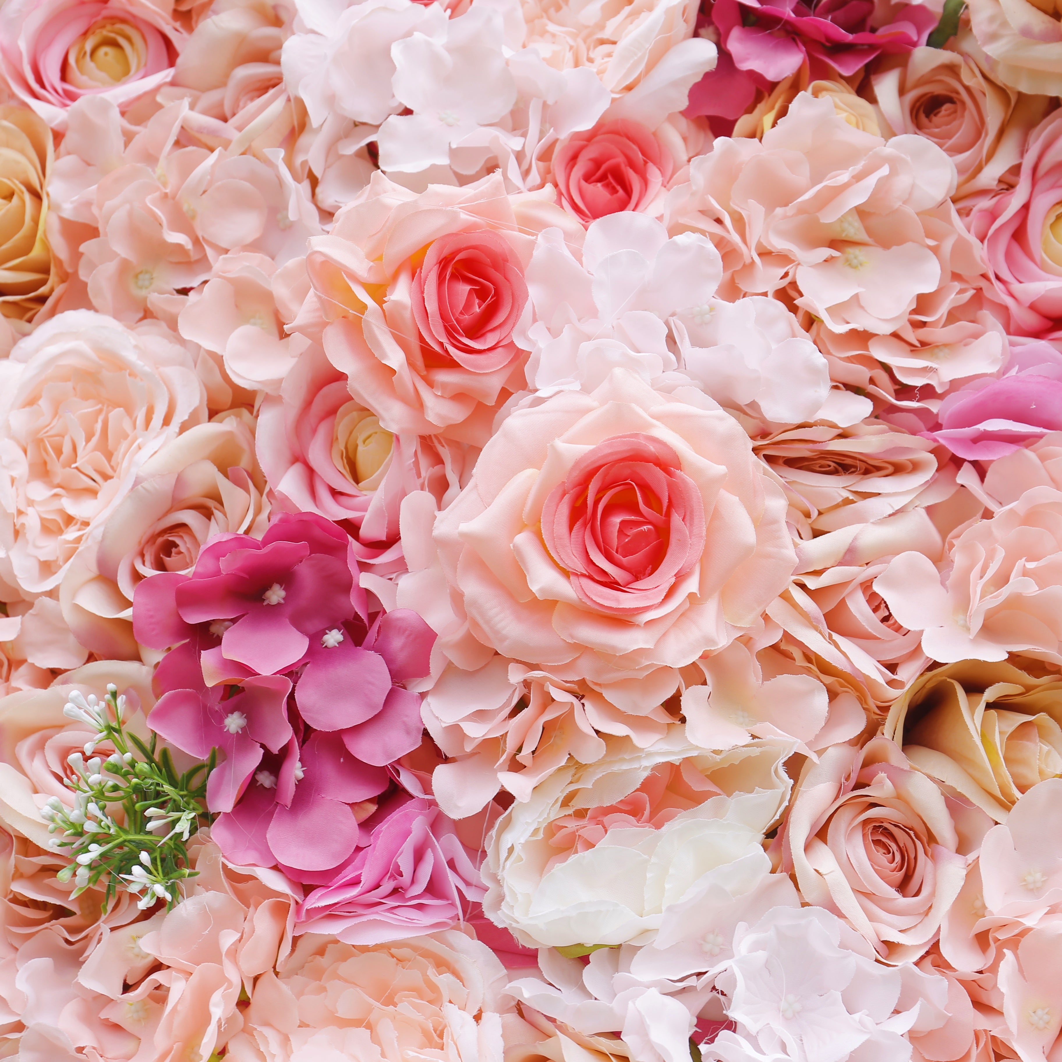 5D Pink Mixed Fabric Flowers Artificial Flower Wall Events Decor ACFW-118