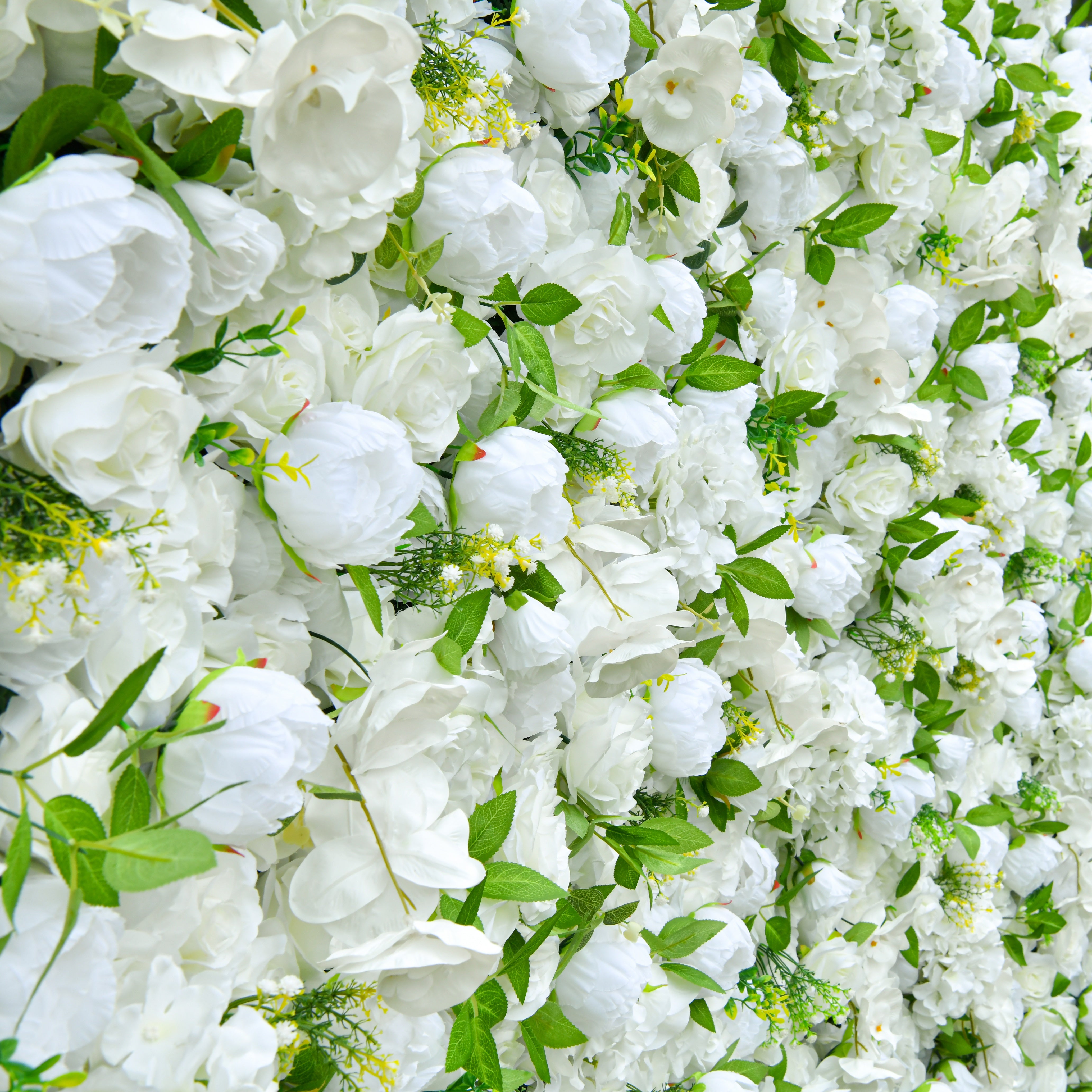 White Rose Green Forest Popular 5D Fabric Roll Up Flower Wall ACFW-122