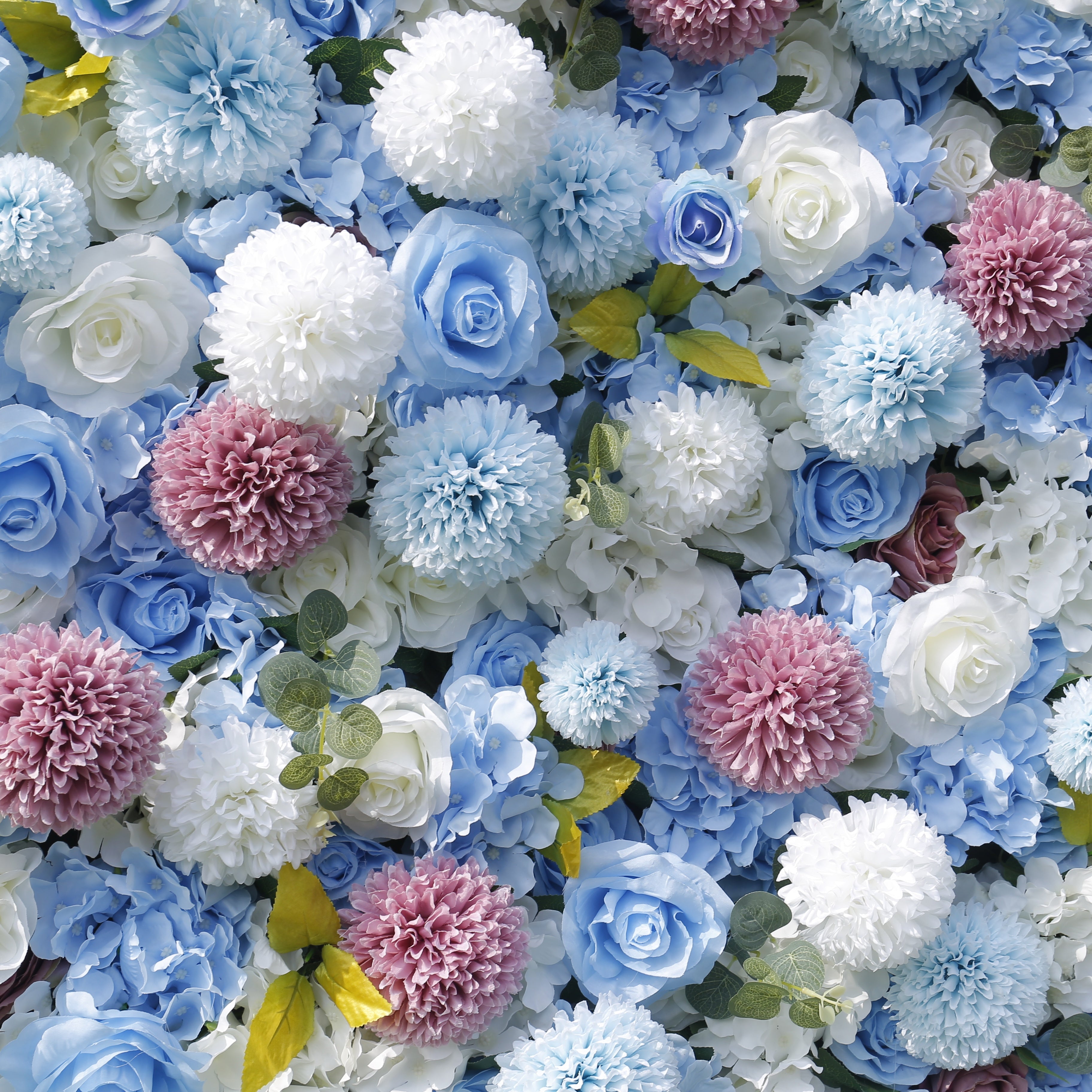 5D Blue Rose With Lovely Pompon Roll Up Curtain Flower Wall ACFW-124