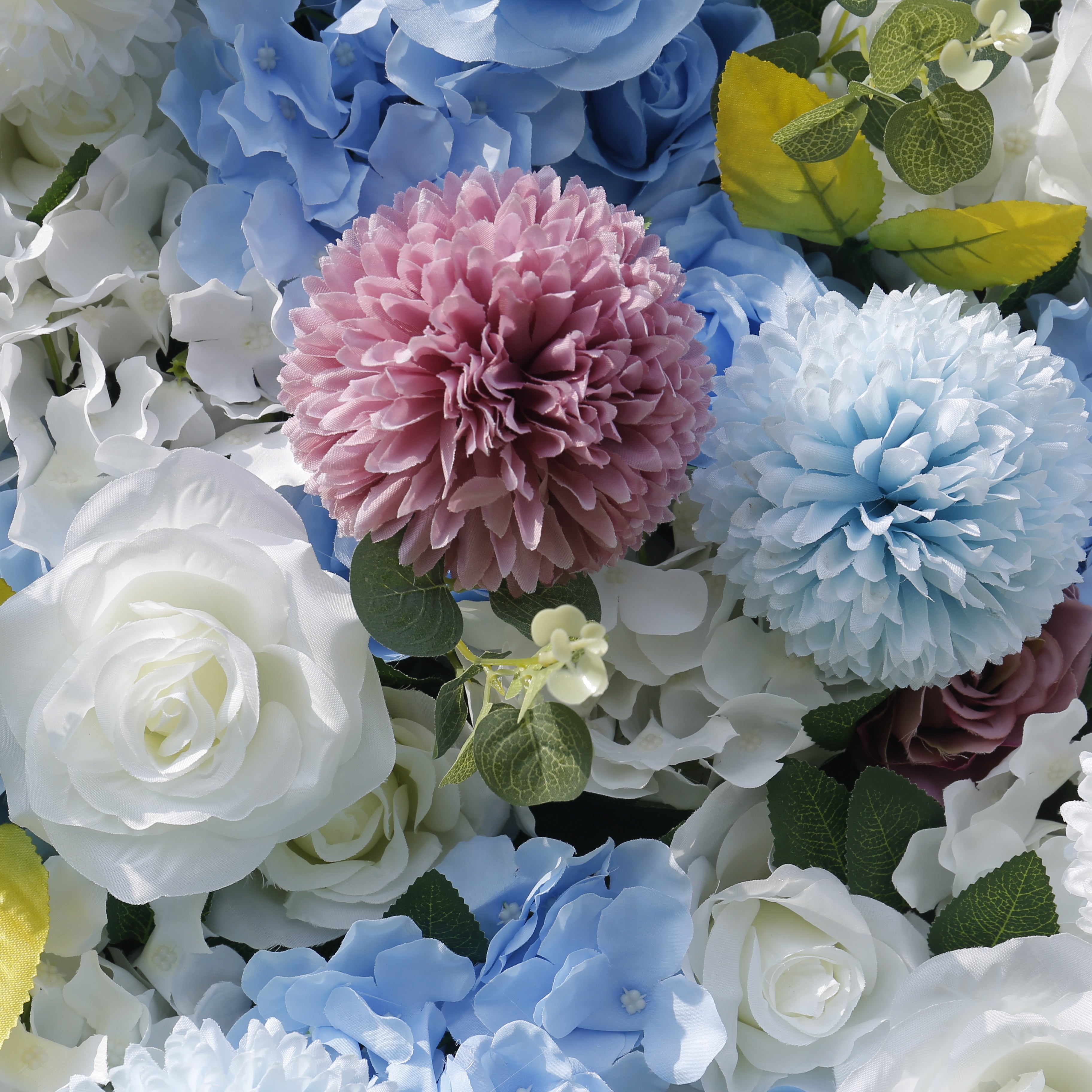 5D Blue Rose With Lovely Pompon Roll Up Curtain Flower Wall ACFW-124