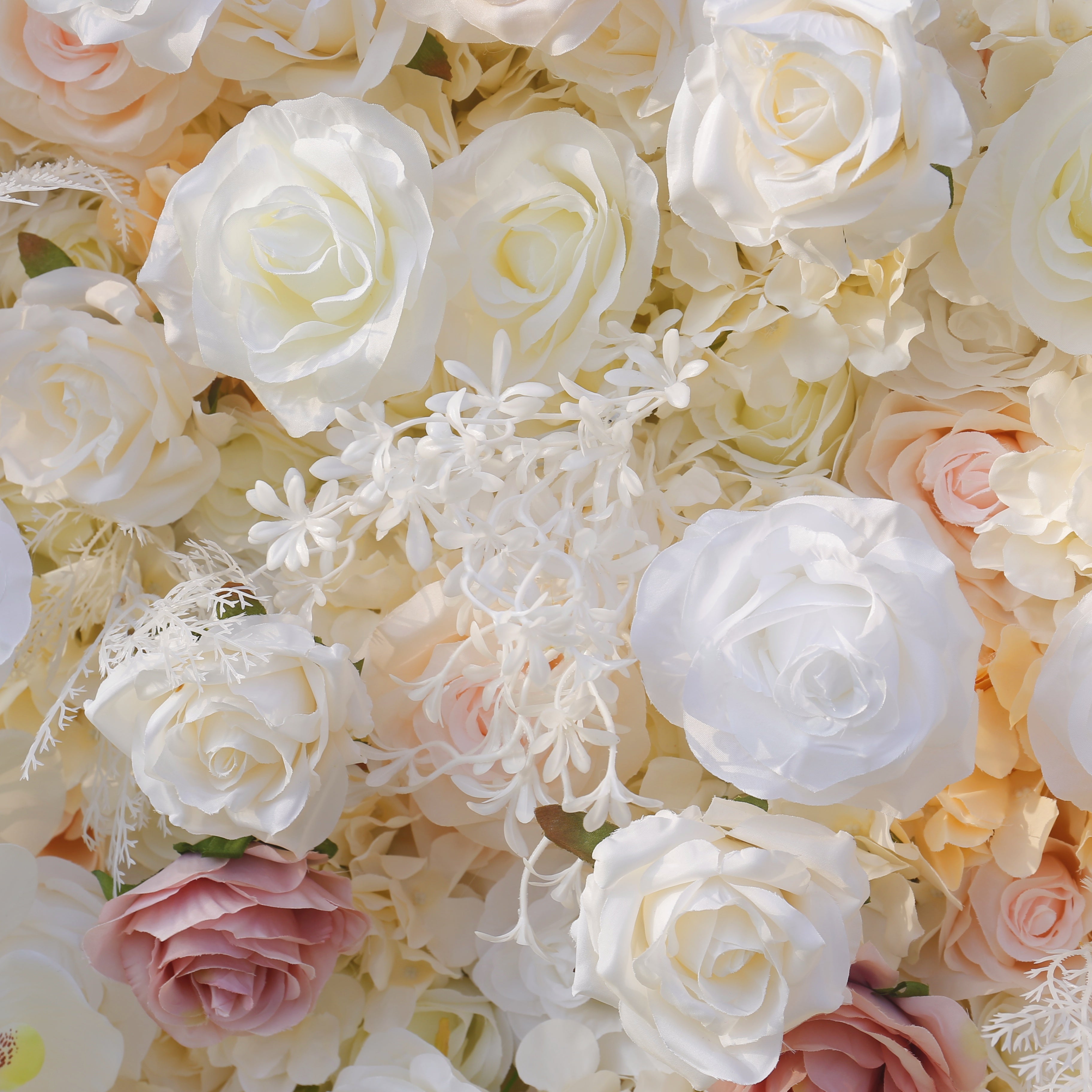 White Pink 5D Fabric Roll Up Flower Wall Backdrop Wedding Decor ACFW-125