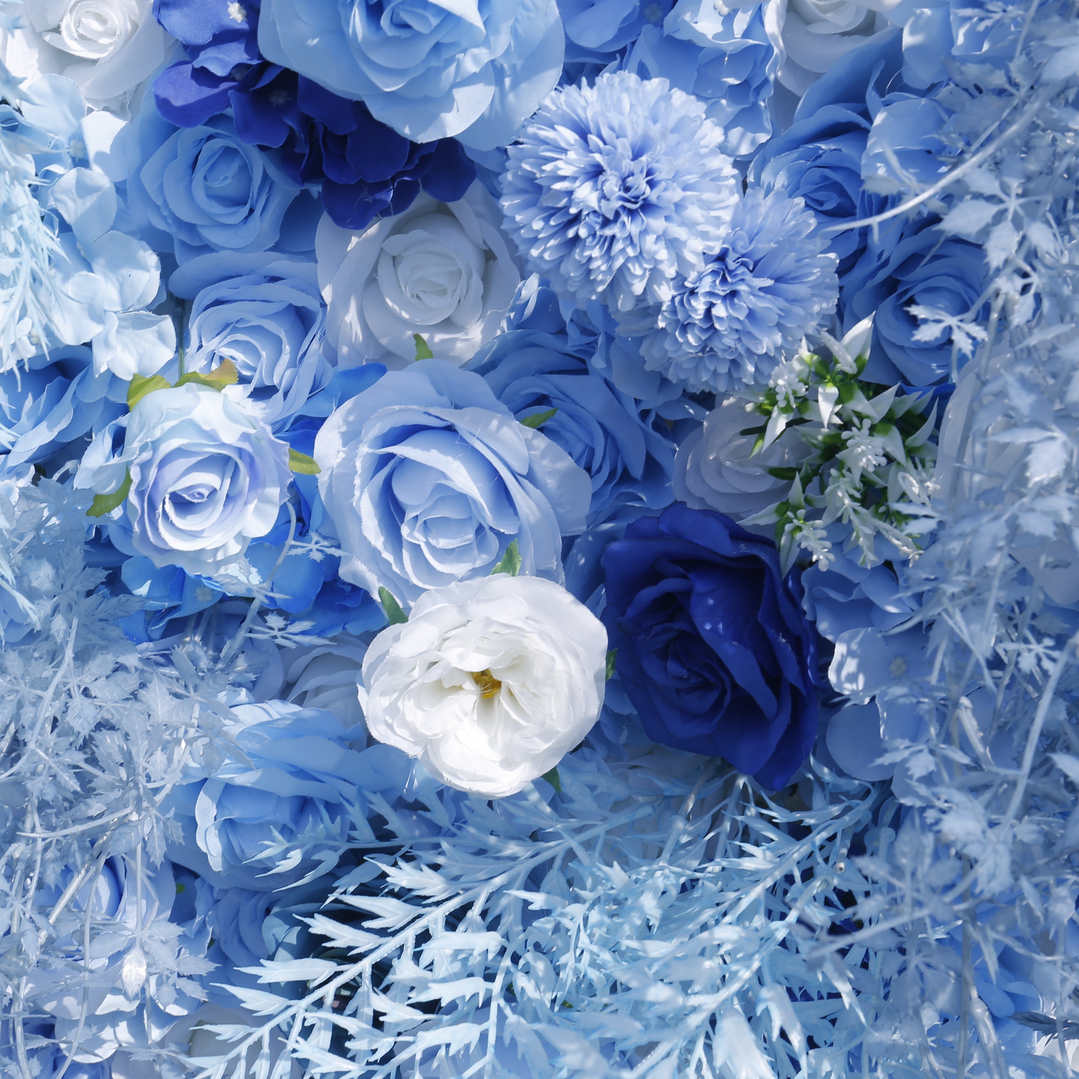 8x8ft White Light Blue Rose Roll Up Curtain Flower Wall Backdrop ACFW-135