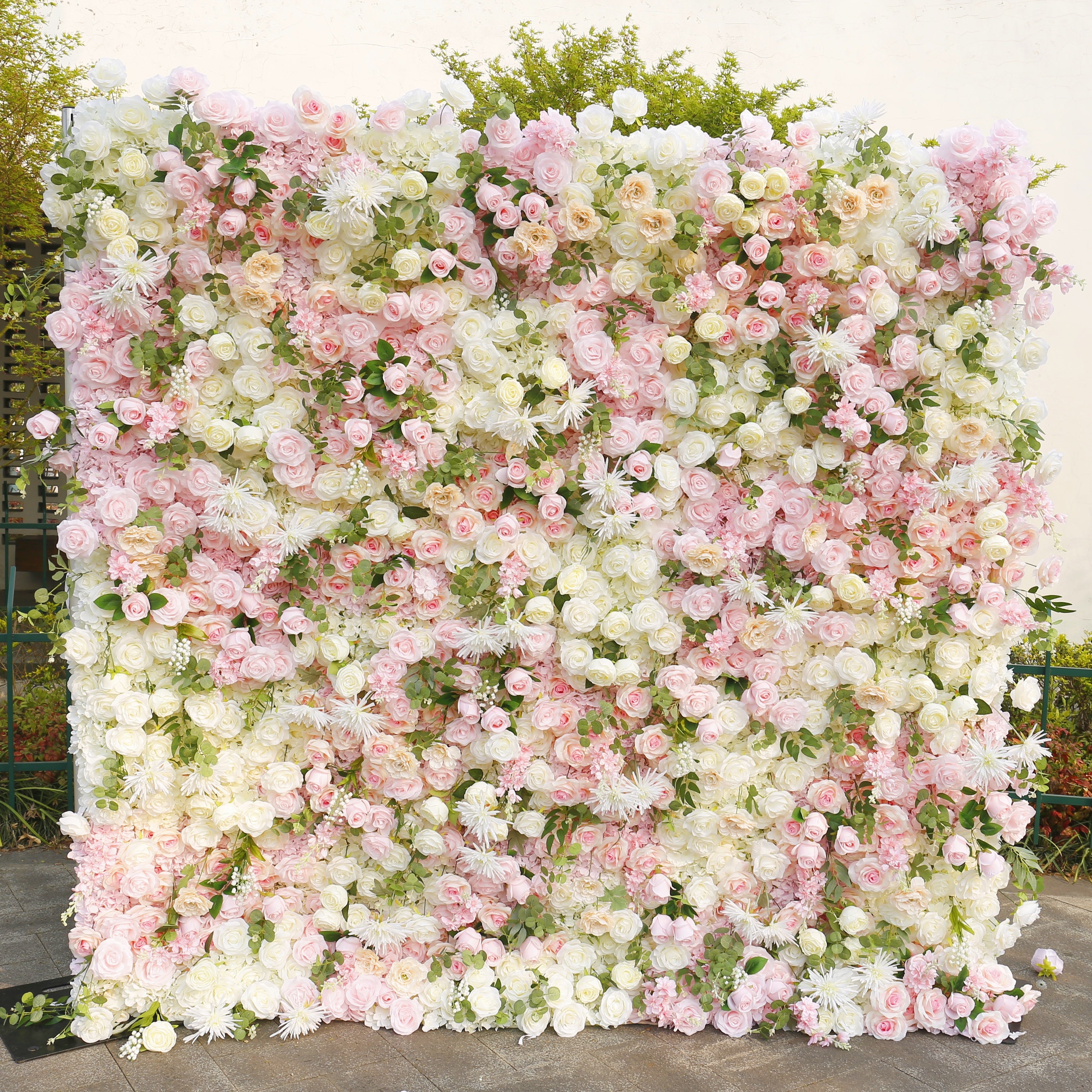 5D Artificial White Pink Rose  Hanging Flower Wall Events Decor ACFW-160