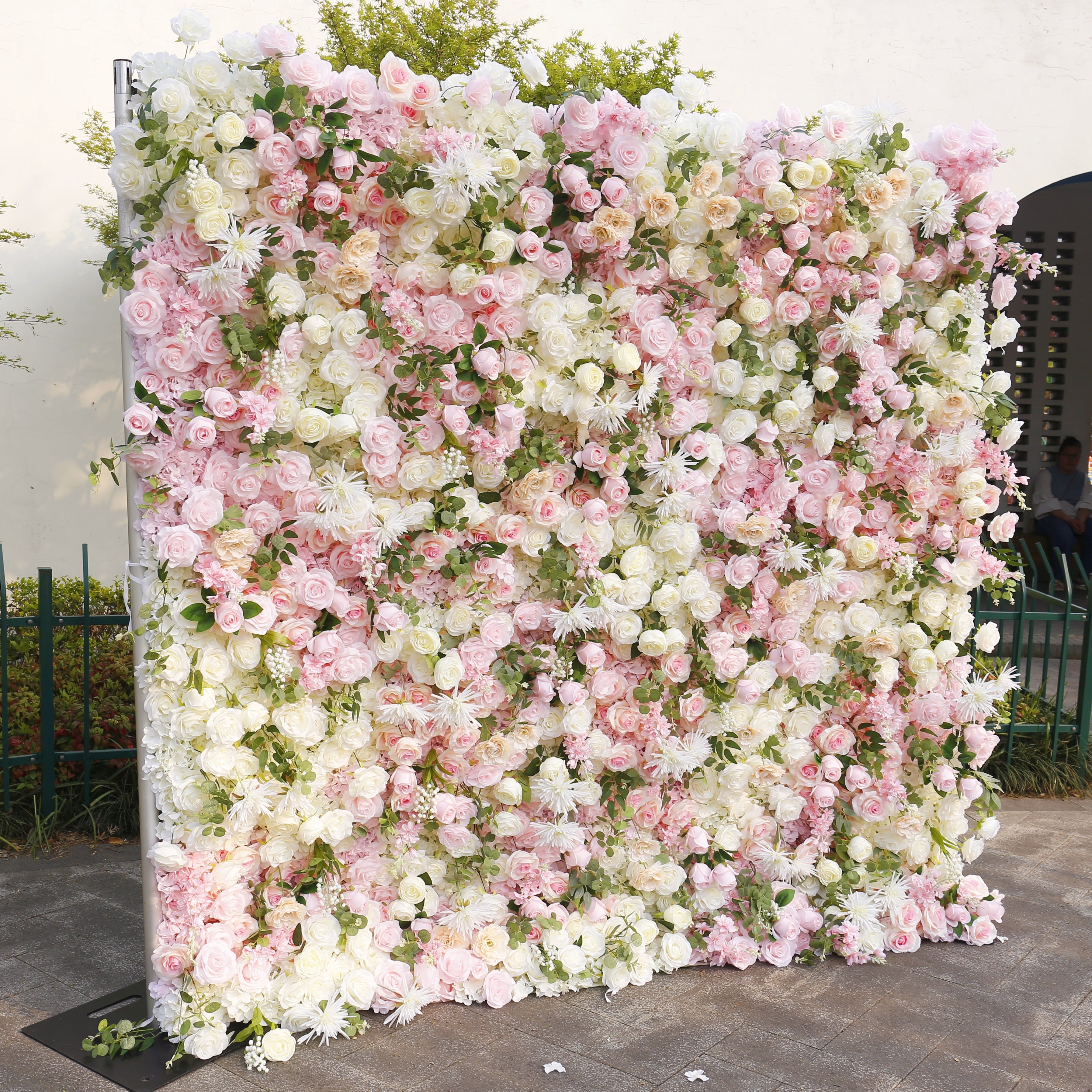 5D Artificial White Pink Rose  Hanging Flower Wall Events Decor ACFW-160