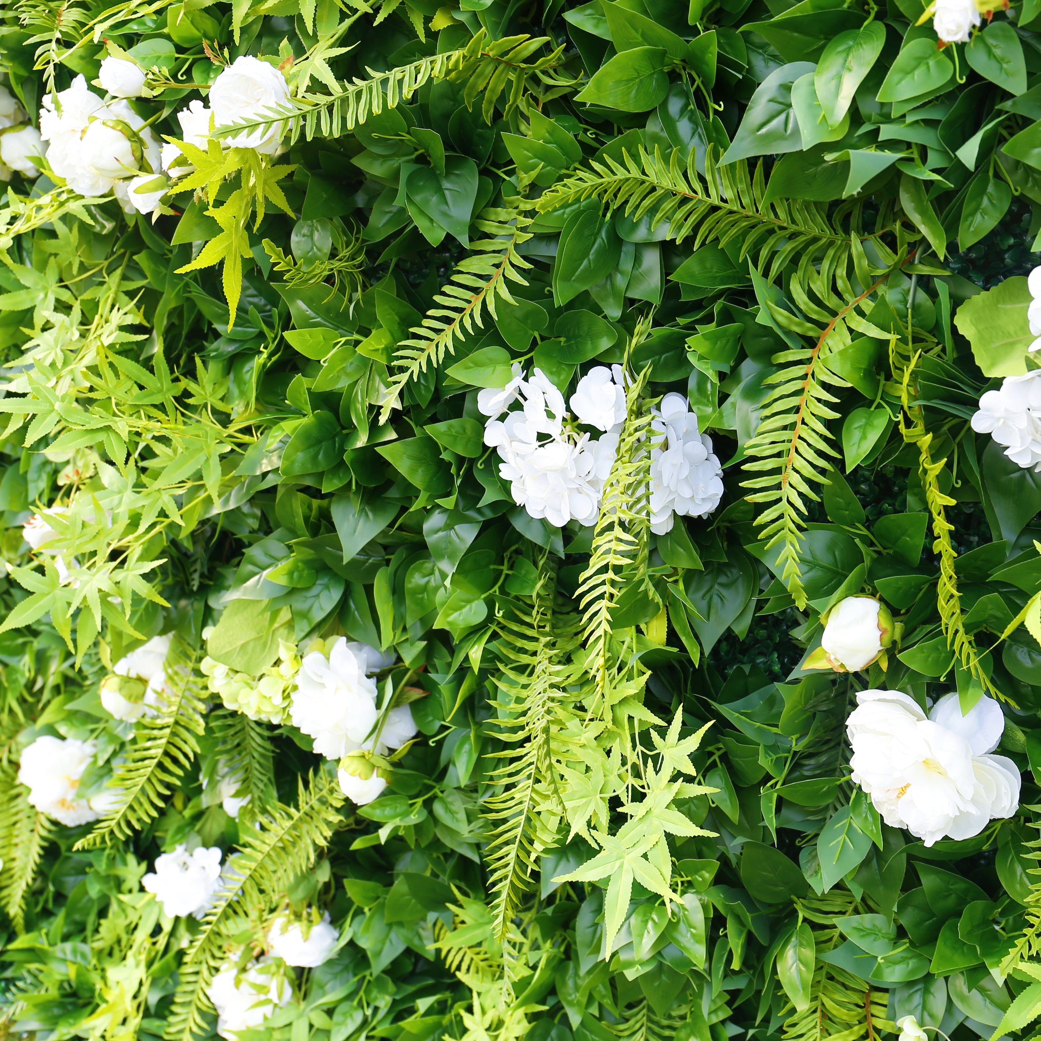 Green Leaves with White Flowers Fabric Roll Up Flower Wall ACFW-162