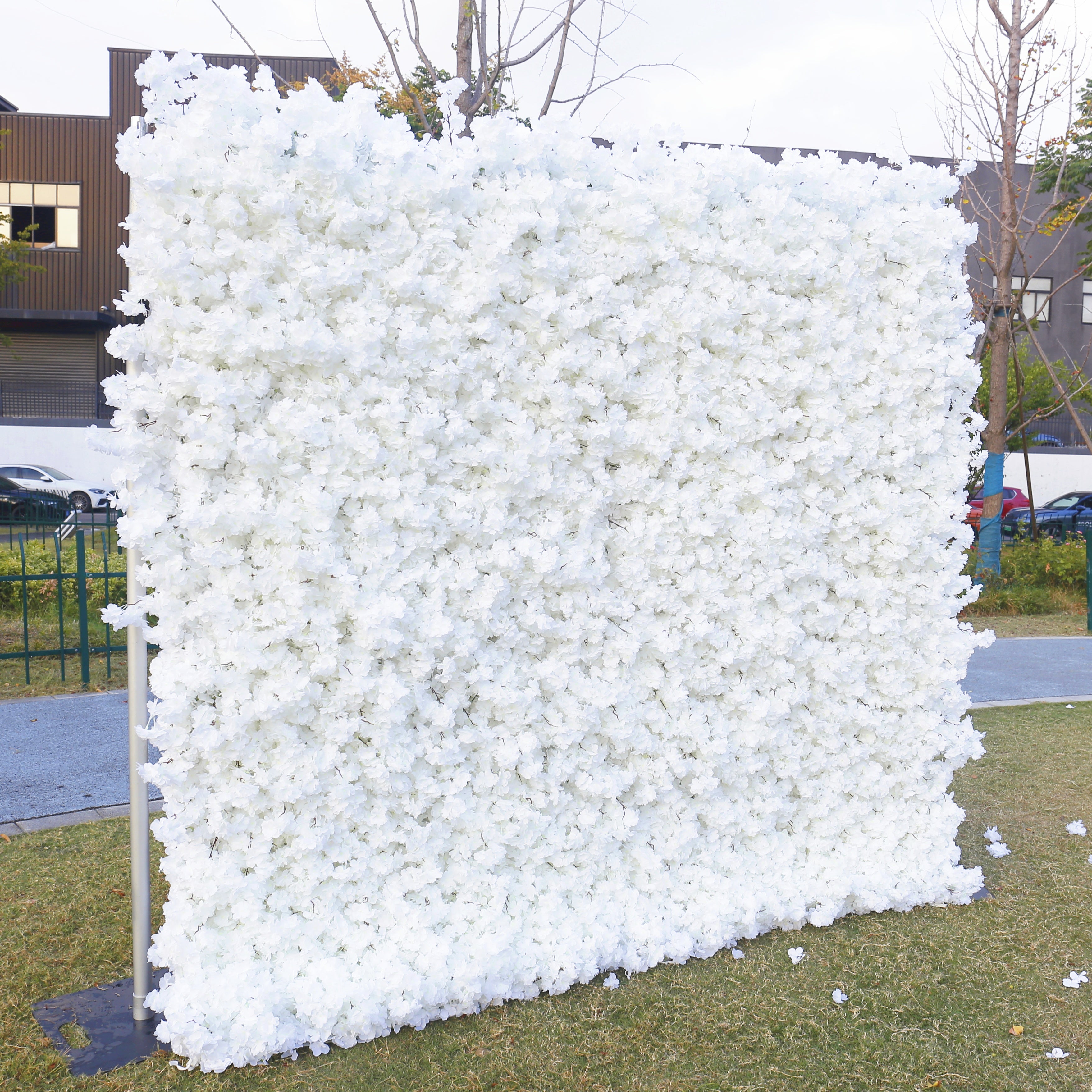 Pink & White Cherry Blossom Fabric Wall Rolling Up Flower Backdrop ACFW-142