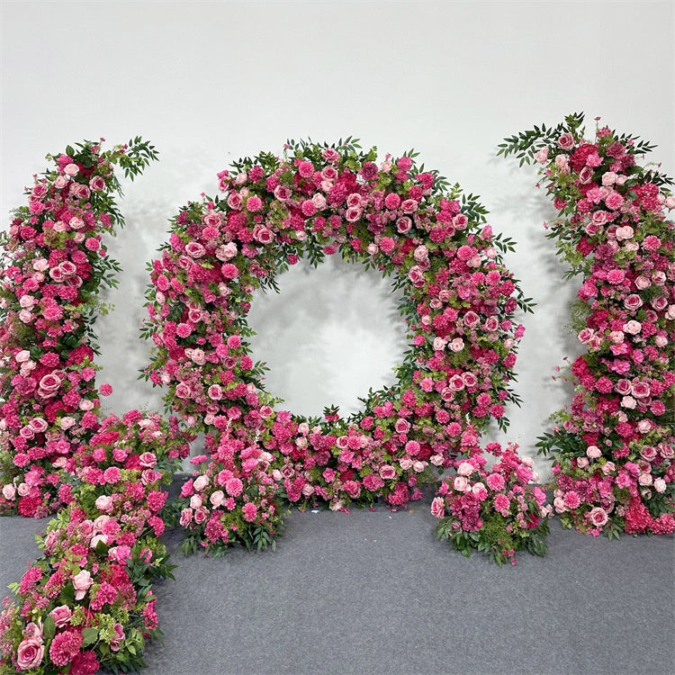 Pink Round Floral Arch Wall Backdrop For Wedding Ceremony Decor AEAW-001