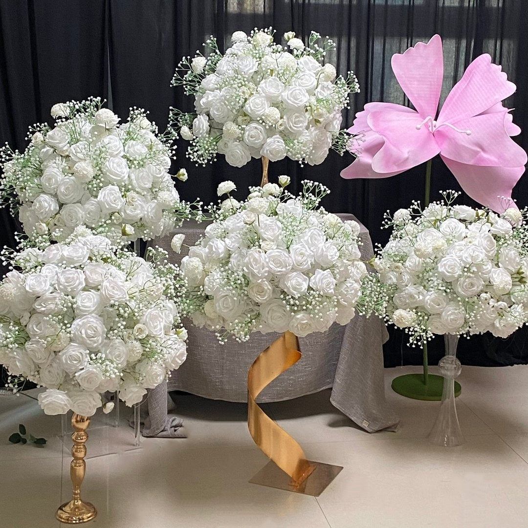 Elegant White Rose Floral Centerpiece for Wedding Ceremony Decor ADFC-022