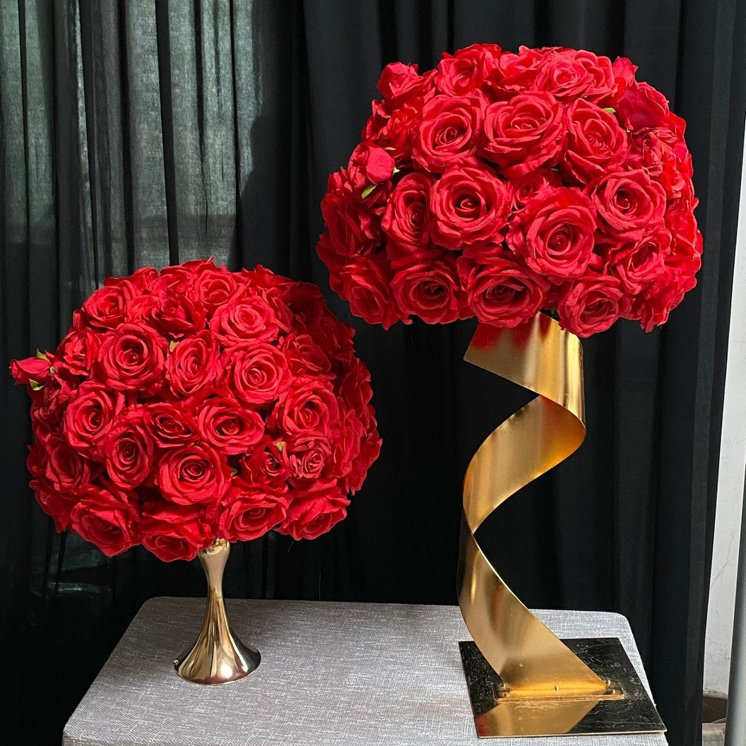 Classic Red Rose Floral Ball Centerpiece for Wedding Table Decor ADFC-024