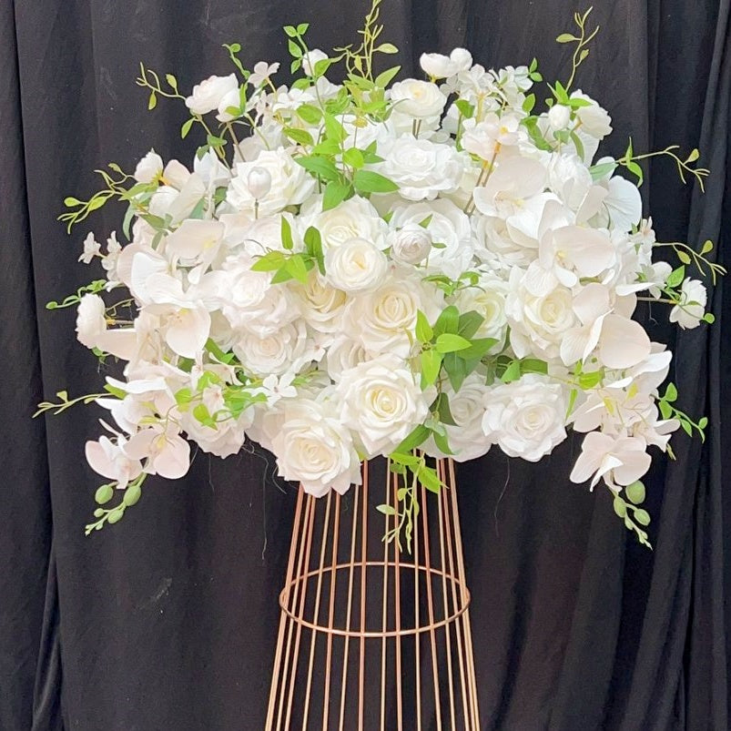 White & Green Floral Ball Centerpiece for Wedding Table Decor ADFC-107