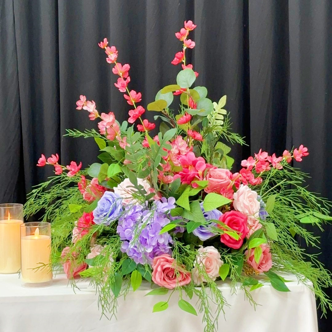 Spring Garden Floral Centerpiece with Hydrangea & Wild Greenery ADFC-116