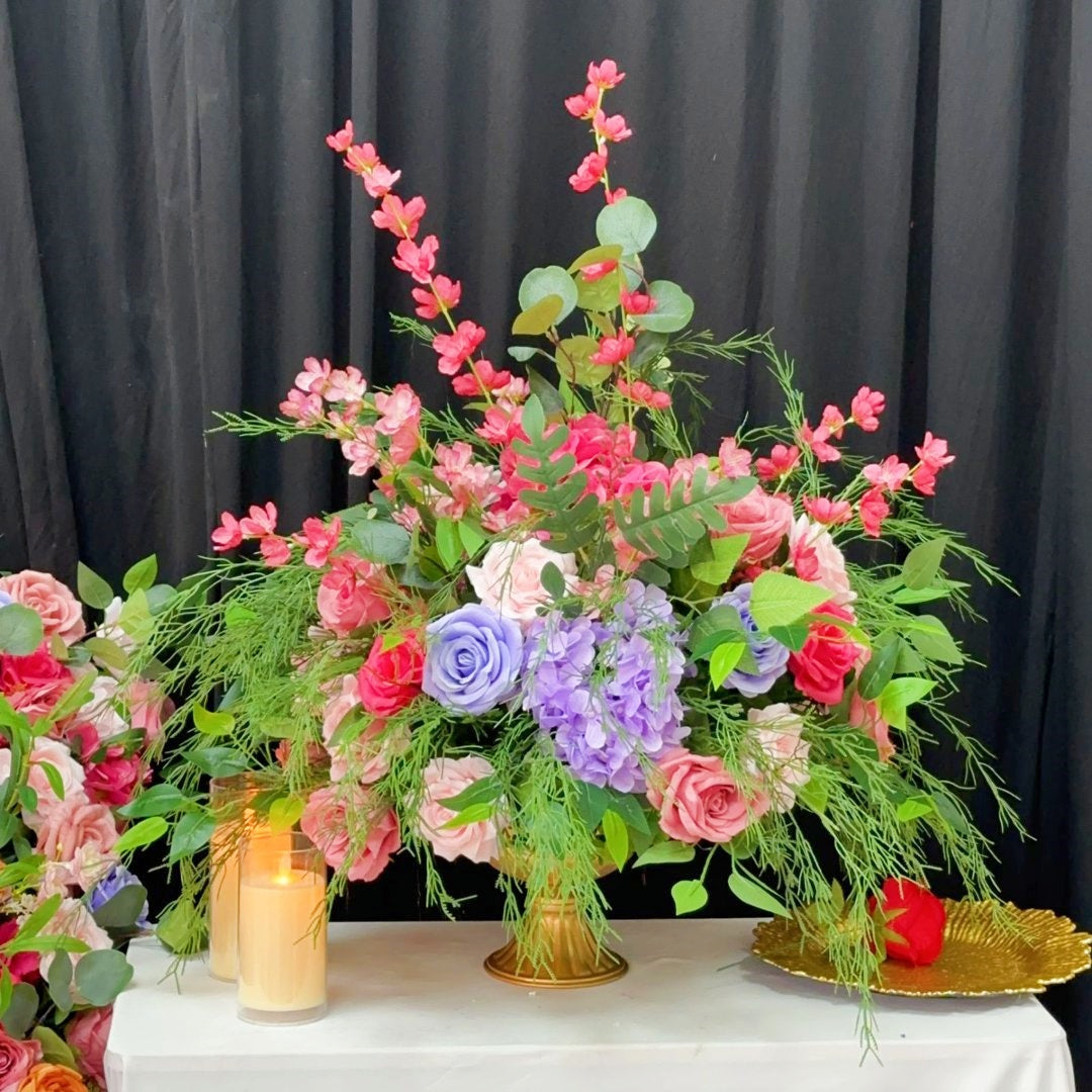 Spring Garden Floral Centerpiece with Hydrangea & Wild Greenery ADFC-116