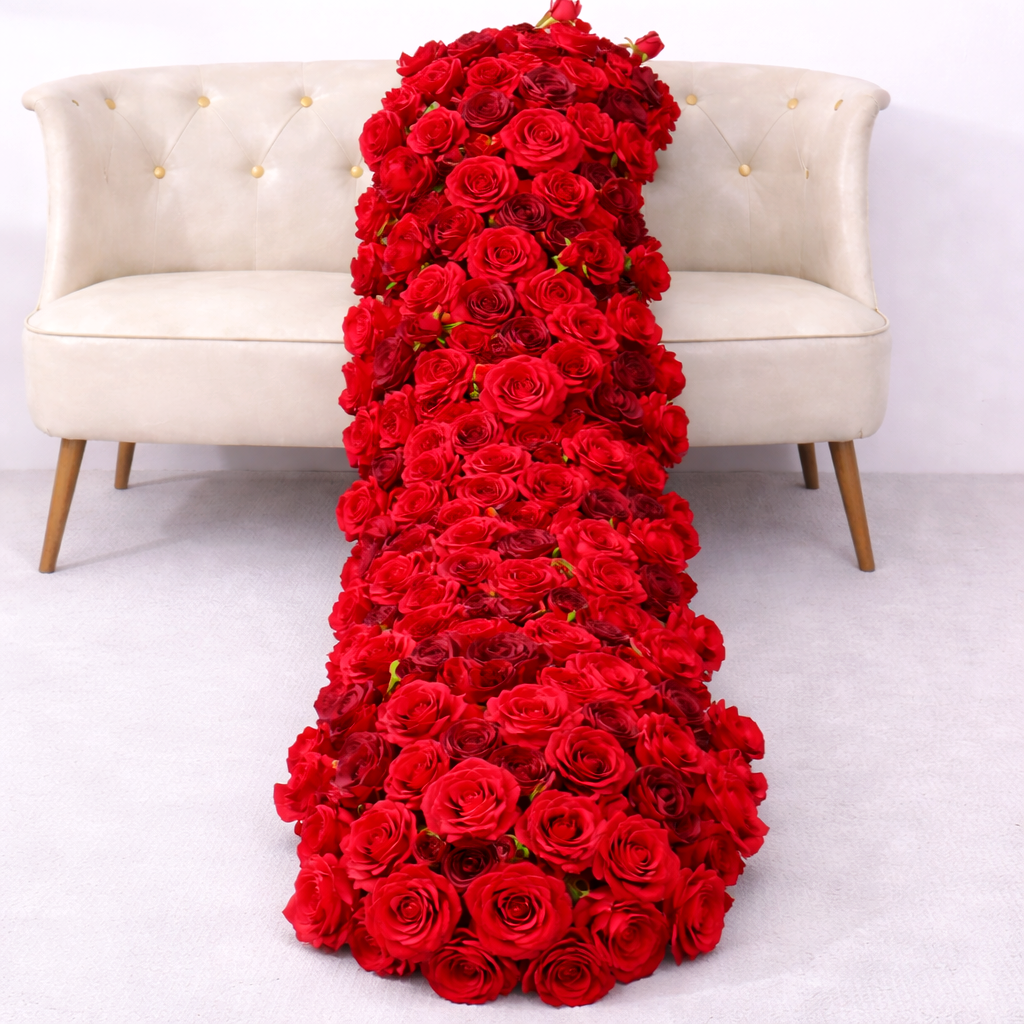 Red Rose Hanging Flower Runner Table Wedding Backdrop Decor ADFR-002