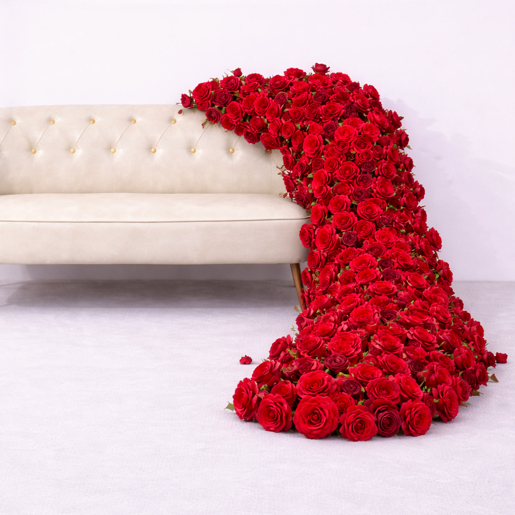 Red Rose Hanging Flower Runner Table Wedding Backdrop Decor ADFR-002