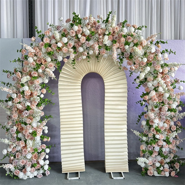 Floral Arch Wall Blush White Rose Backdrop for Wedding Ceremony Entrance Decor AEAW-003