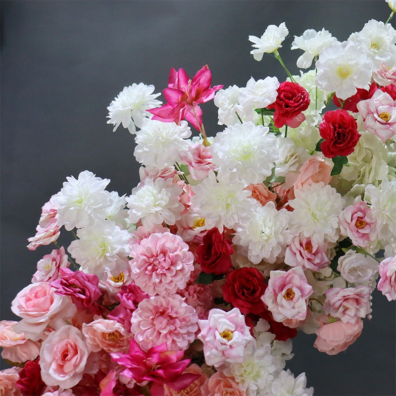 Artificial Moon Arch Flower Backdrop with Roses for Wedding Ceremony AEAW-006
