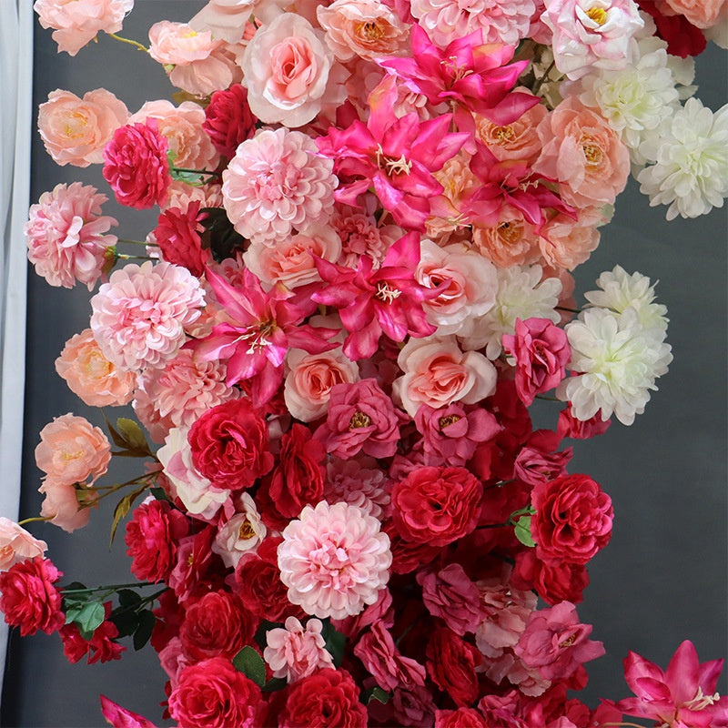 Artificial Moon Arch Flower Backdrop with Roses for Wedding Ceremony AEAW-006