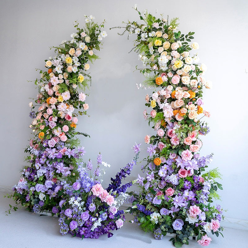 Wedding Flower Columns with Pastel Roses for Aisle and Event Decor AEAW-007