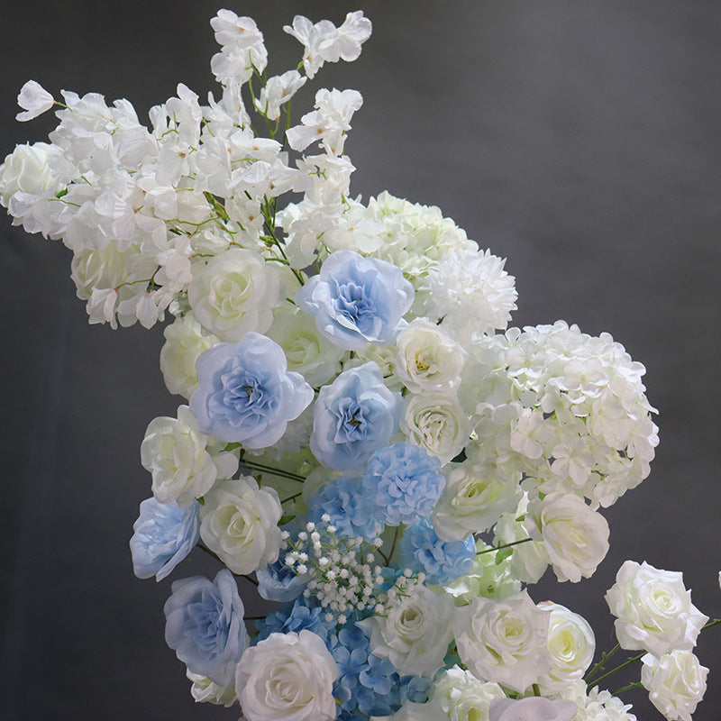 Blue White Artificial Floral Pillars Arch Columns for Wedding Aisle Decor AEAW-008