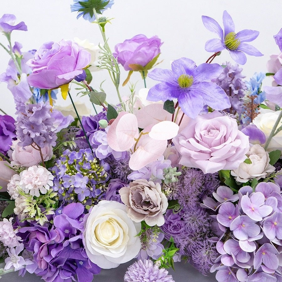 Lavender Purple Artificial Flower Runner for Wedding Table Decor AEFR-001