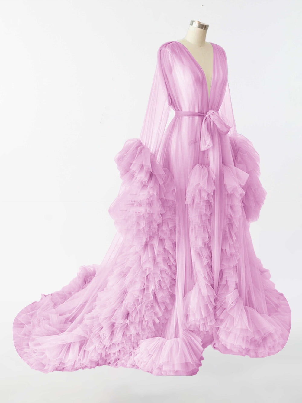 Maternity Ruffled Tulle Dress Photoshoot Pregnancy Purple Cloud Dress