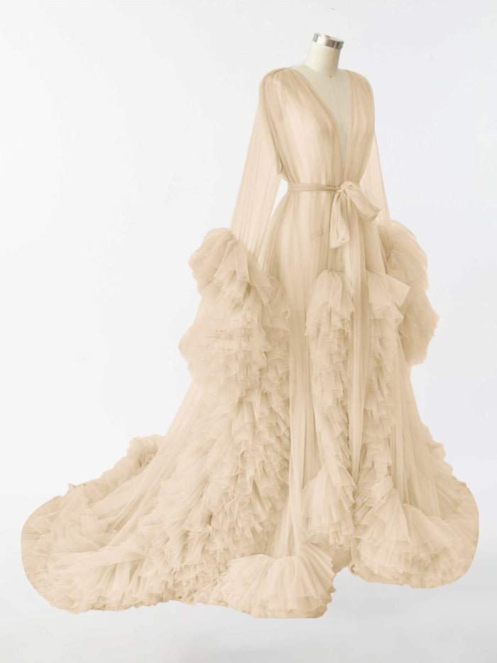 Sheer Long Tulle Robe for Maternity Photography RB4
