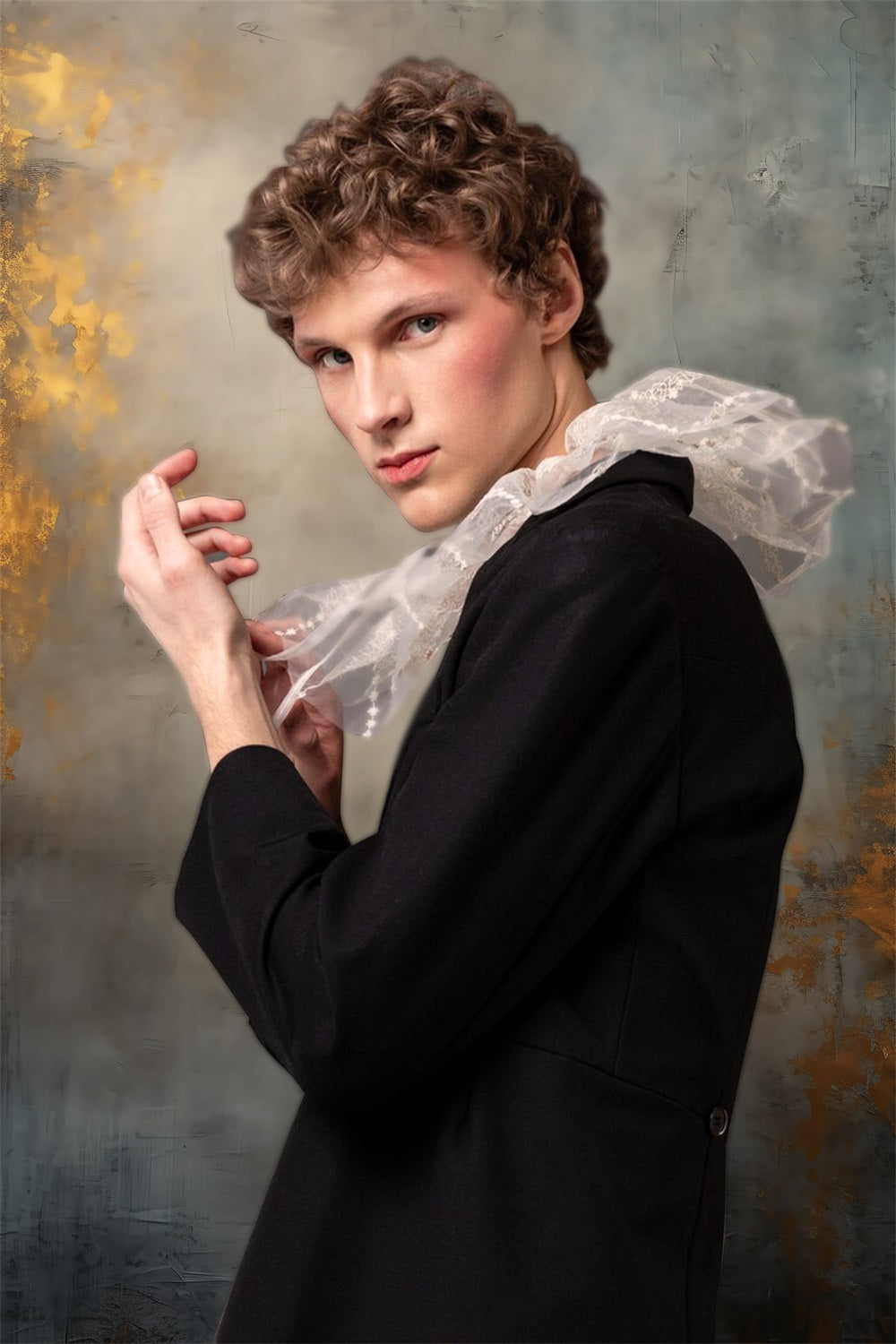 Portrait Grey Backdrop Stately Gold Grey Wall Backdrop BRP11-619