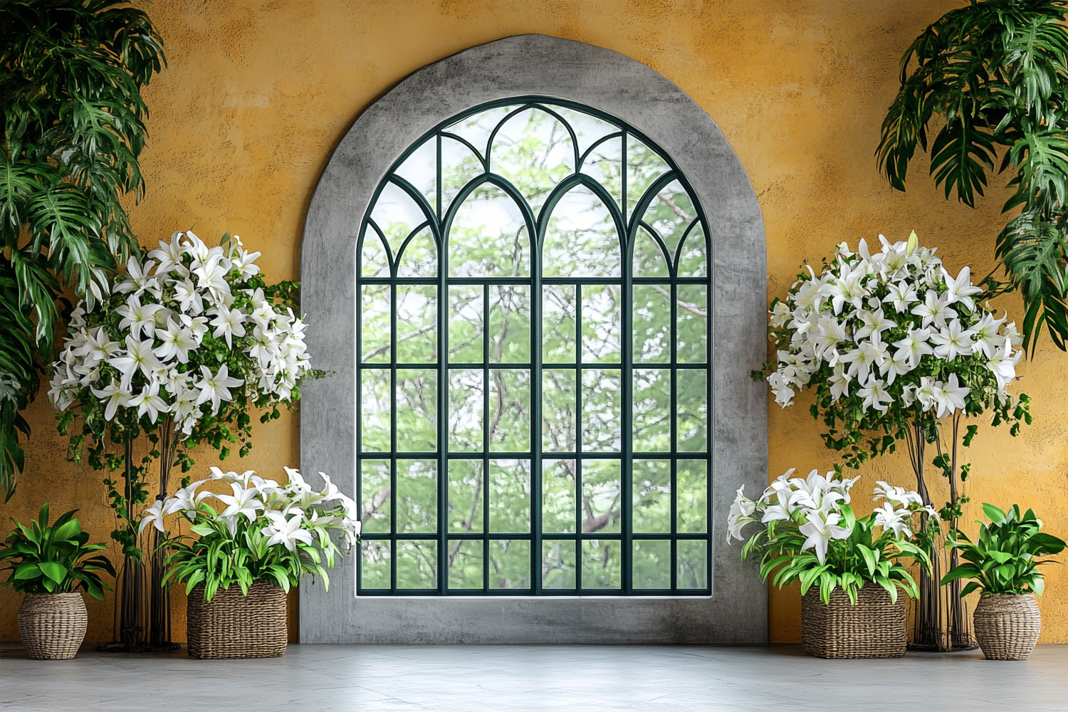 Photo Backdrop Spring Elegant Window White Lilies Backdrop BRP1-17
