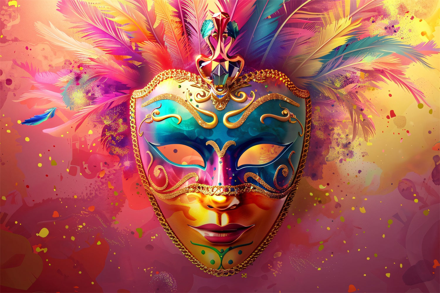 Carnival Party Backdrops Feathered Mask Festival Party Backdrop BRP1-207