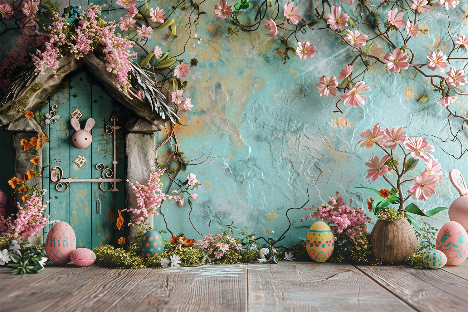 Easter Picture Backdrops Bunny Door Egg Display Backdrop BRP1-300