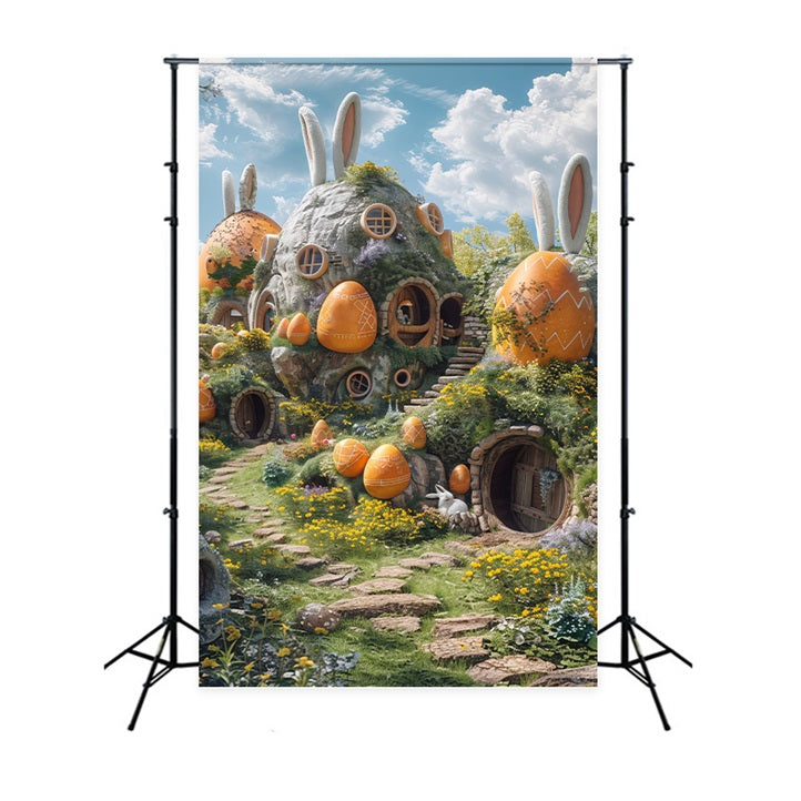 Photo Backdrops Easter Springtime Bunny Hill Eggs Backdrop BRP1-301