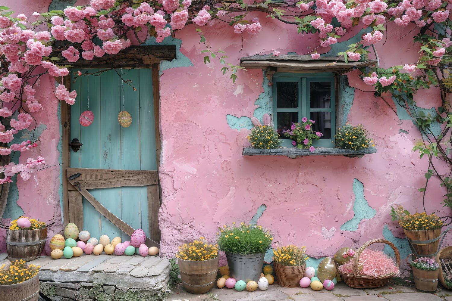 Photography Backdrops Easter Egg Bliss Pink Cottage Backdrop BRP1-303