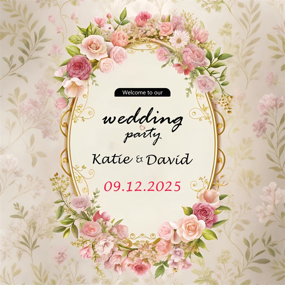 Custom Wedding Backdrops Elegant Floral Party Backdrop BRP1-393