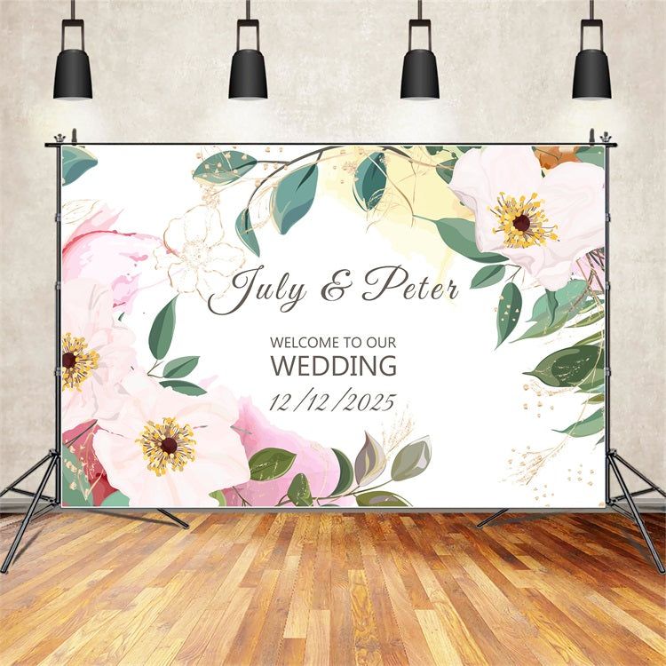 Personalized Backdrop Wedding Floral Greenery Welcome Backdrop BRP1-41