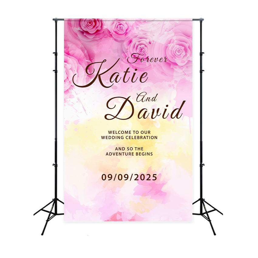 Personalized Wedding Backdrop True Love Forever Floral Backdrop BRP1-4