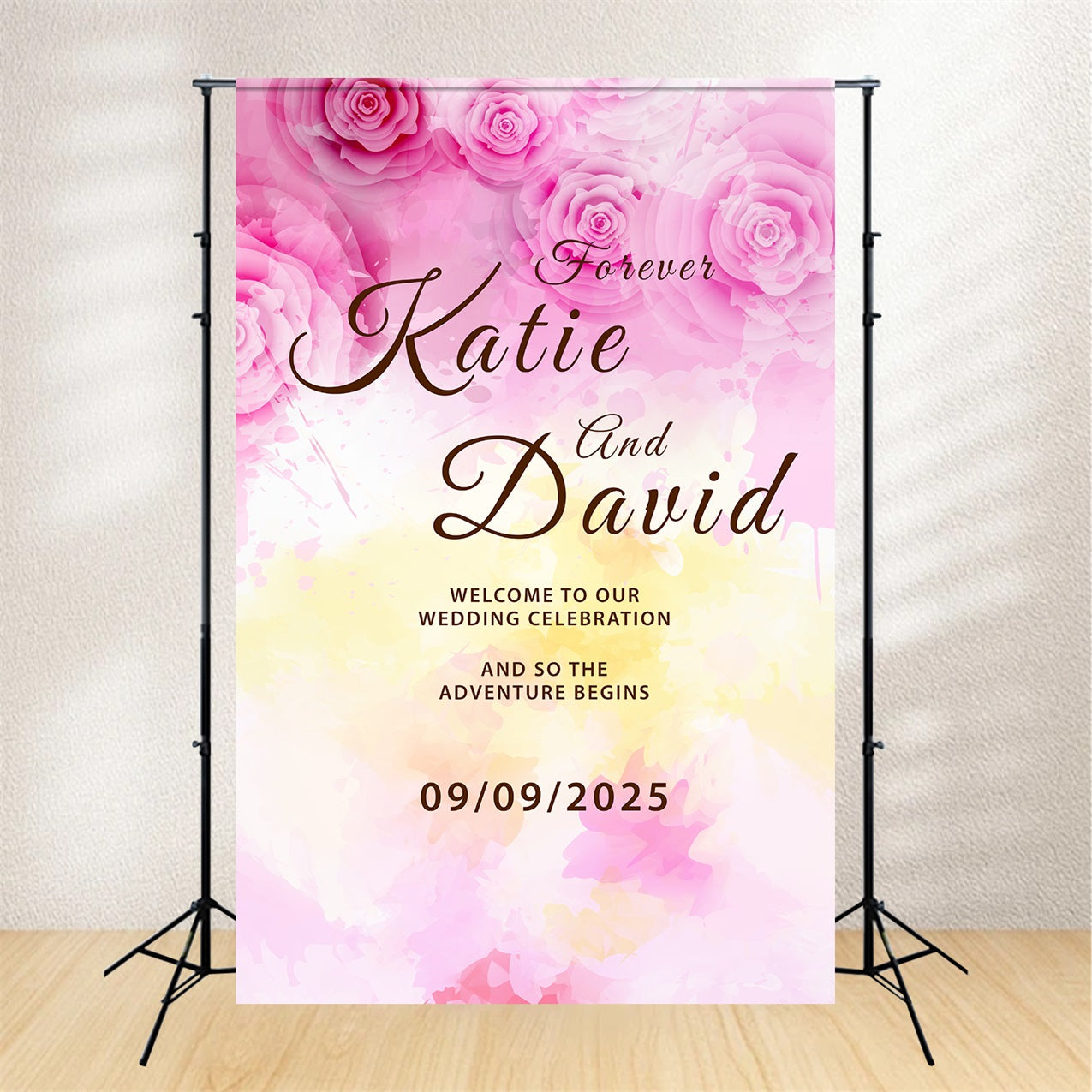 Personalized Wedding Backdrop True Love Forever Floral Backdrop BRP1-4
