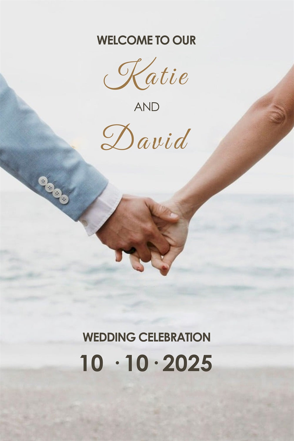 Hand Over Backdrop Custom Backdrop Wedding Beach Holding Hands Photo Backdrop BRP1-428